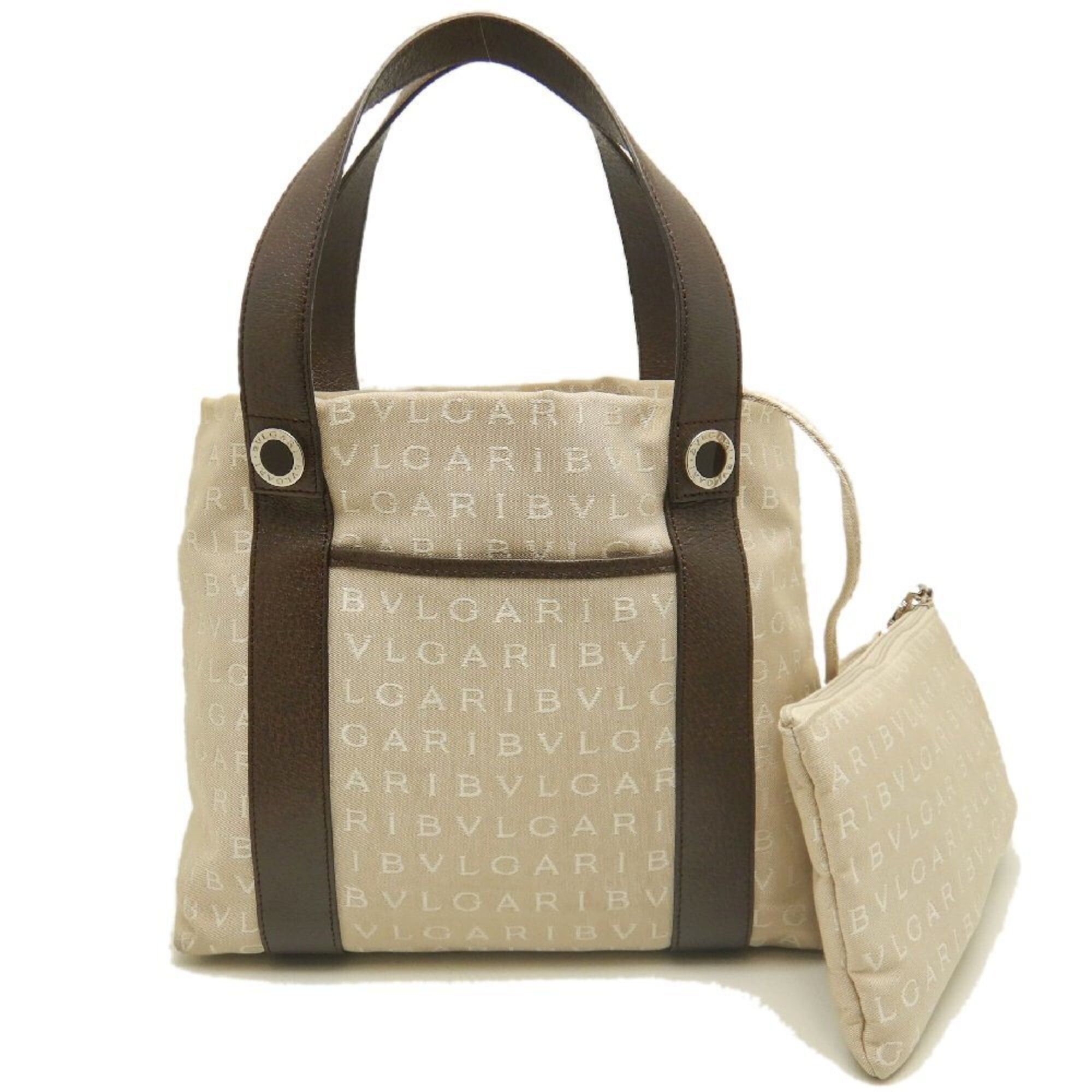 Bvlgari BVLGARI Logomania 22279 Tote Bag, Canvas x Leather, Beige/Brown, Women's, Item No. 253870 Size ONE SIZE - 1 Thumbnail