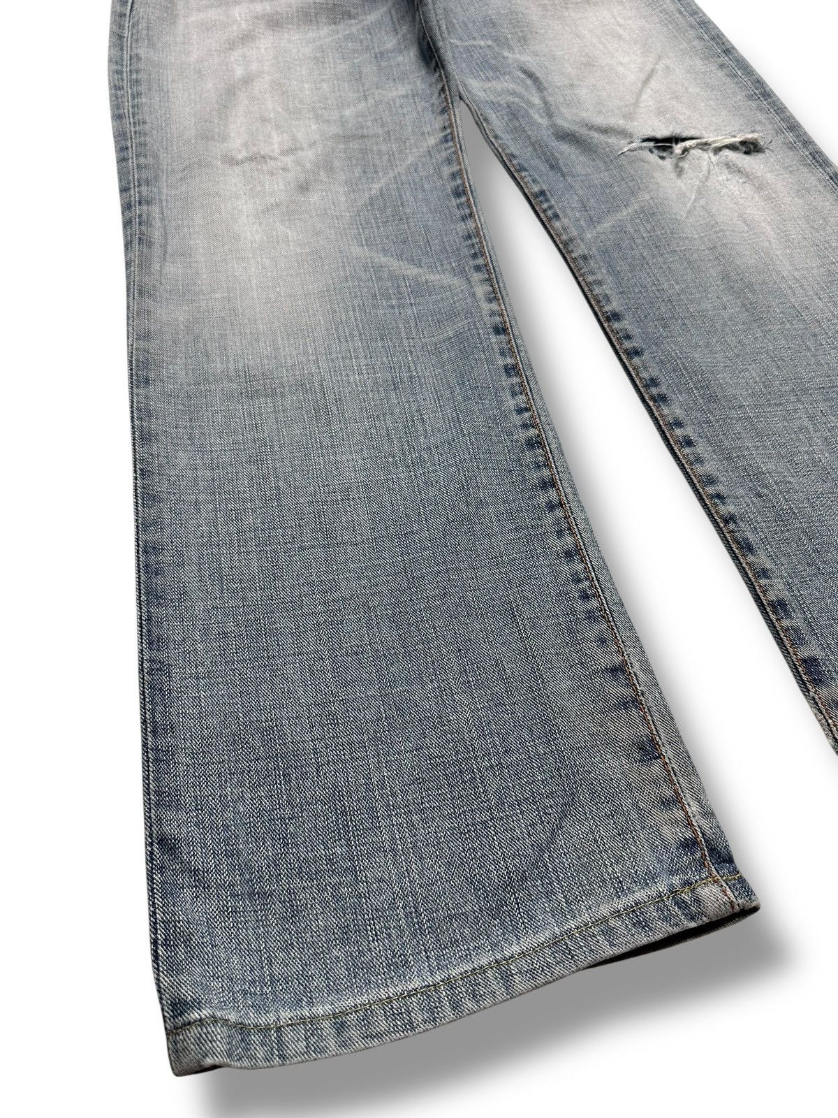 Edwin EDWIN BTJ03 Straight Leg Distressed Japan Denim Faded Wash Size US 34 / EU 50 - 15 Thumbnail