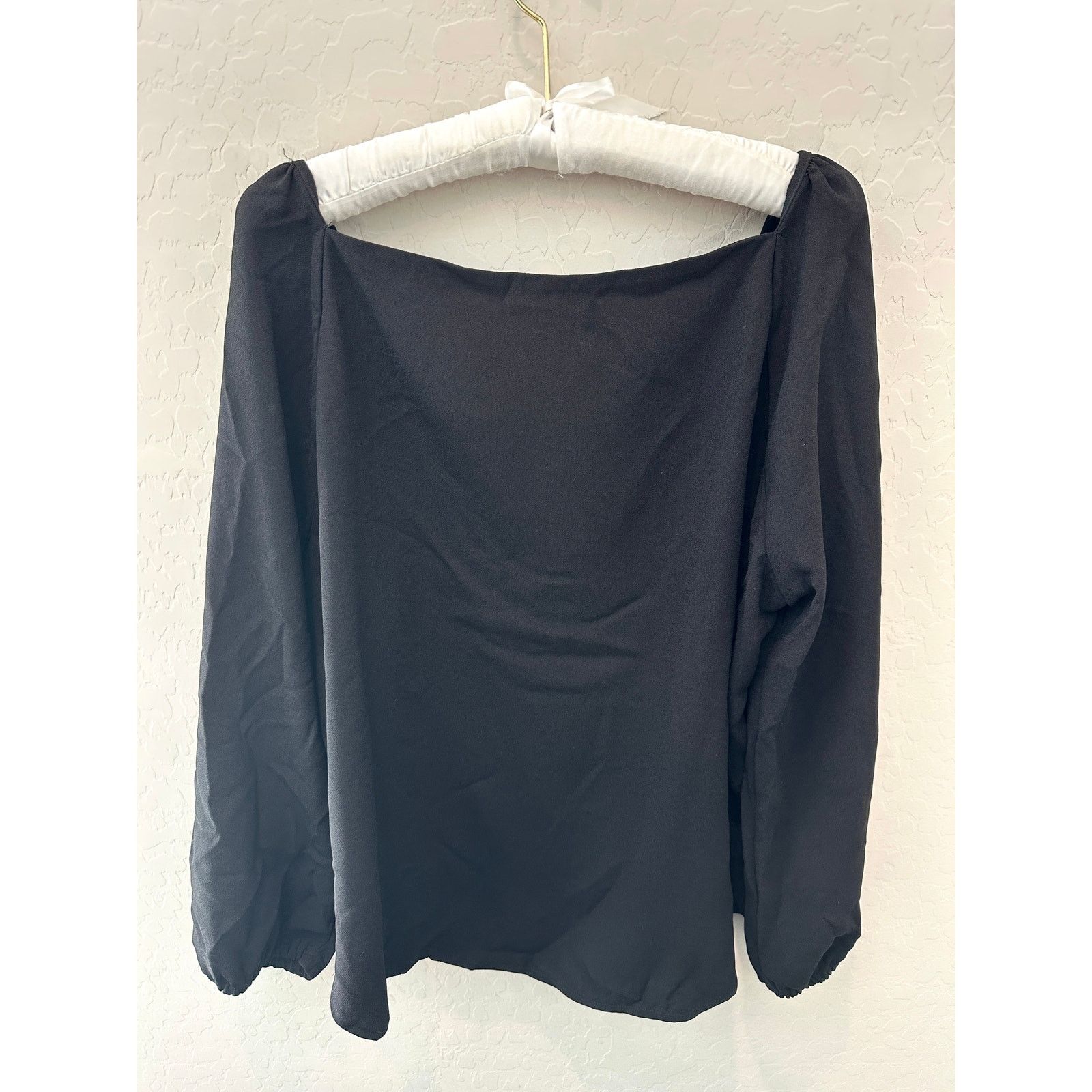 J.Crew J.CREW | Black Square Neck Puff Long Sleeve Career Blouse Size XL / US 12-14 / IT 48-50 - 4 Thumbnail