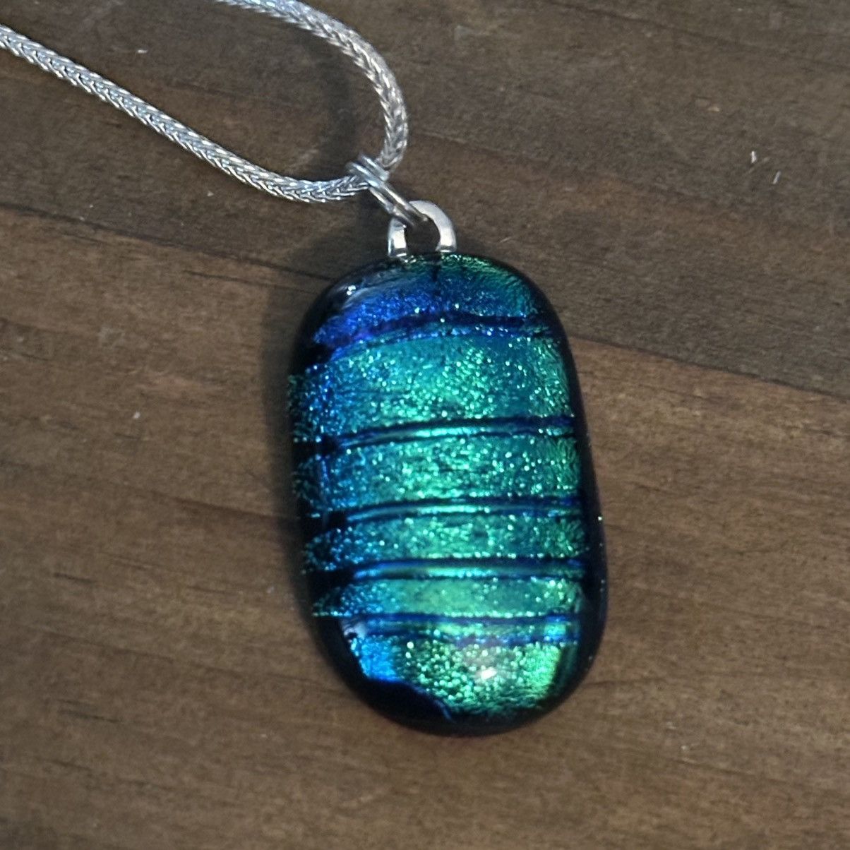 Vintage Vintage 925 silver Dichroic glass pendant necklace Size ONE SIZE - 3 Thumbnail