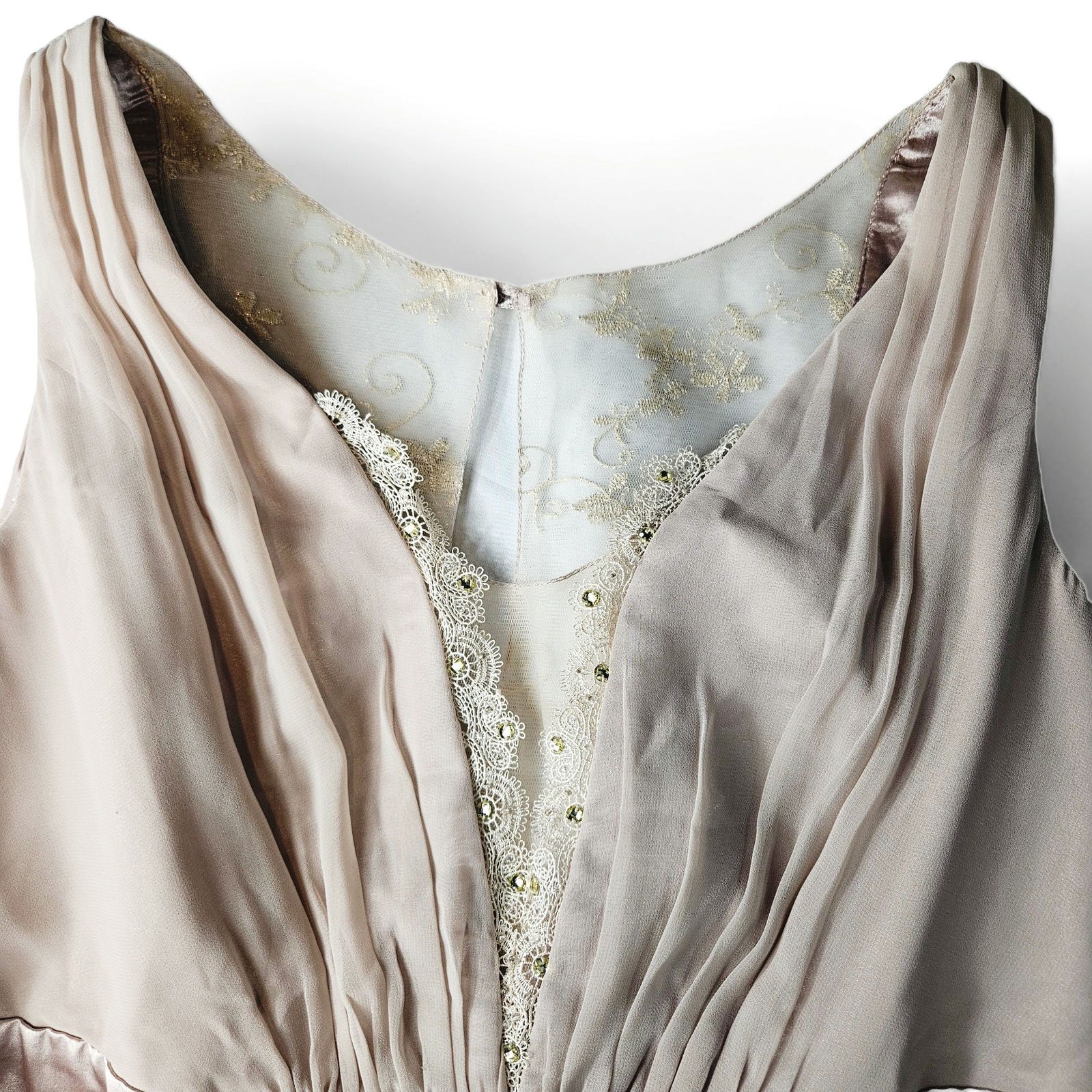 Other Alisa Pan Rhinestone Satin Waist Dress Sz. 14 Champagne Size XL / US 12-14 / IT 48-50 - 7 Thumbnail