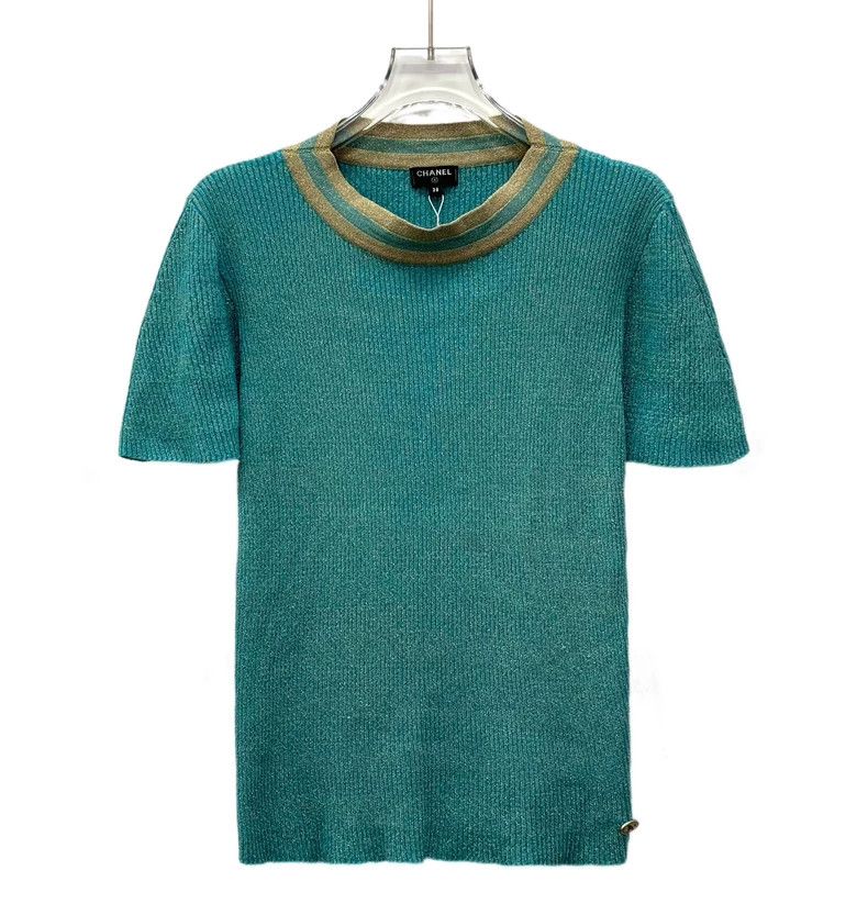 Chanel Chanel Egypt Series Blue Glitter Logo Cotton Round Neck Sh Size XS / US 0-2 / IT 36-38 - 1 Thumbnail