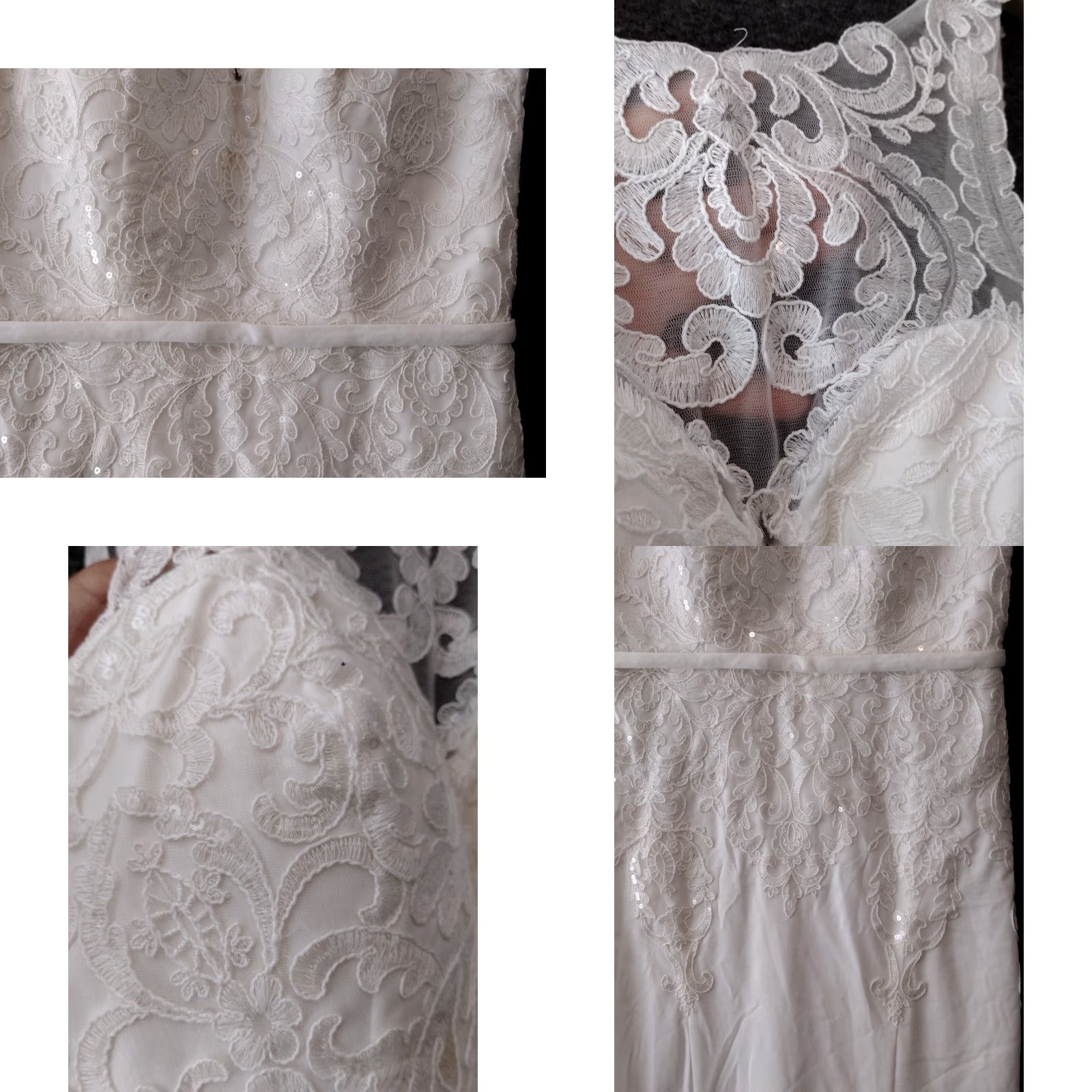 Vintage Wedding White Dress With Tank Top Sleeves Lace And Train Size 6 Dress Size US S / EU 44-46 / 1 - 8 Thumbnail