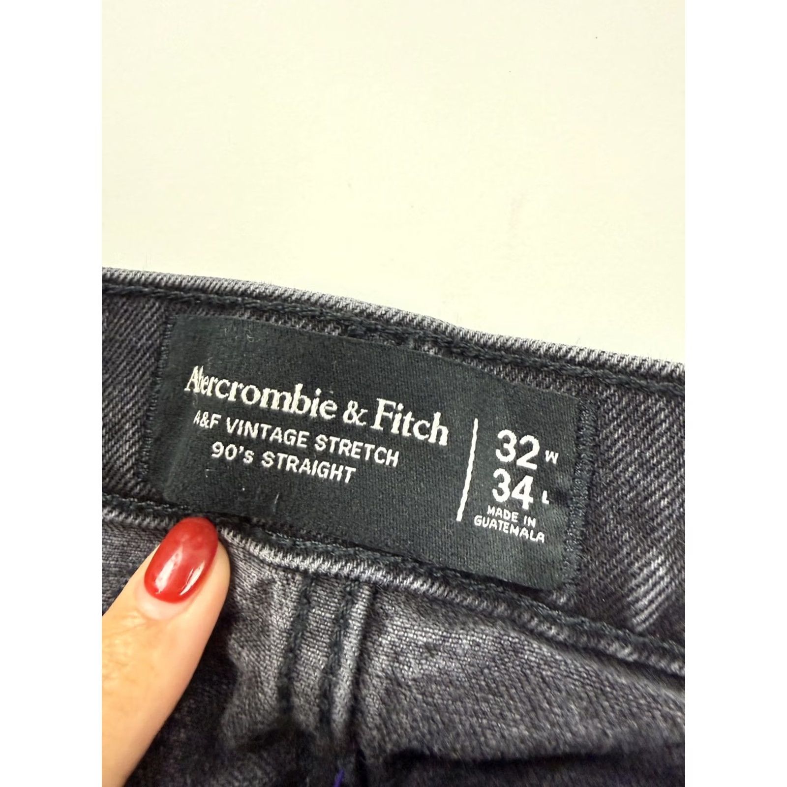 Abercrombie & Fitch Abercrombie & Fitch Jeans Mens 32x33 Gray Stretch Dark Wash 90's Straight Jeans Size US 32 / EU 48 - 6 Thumbnail