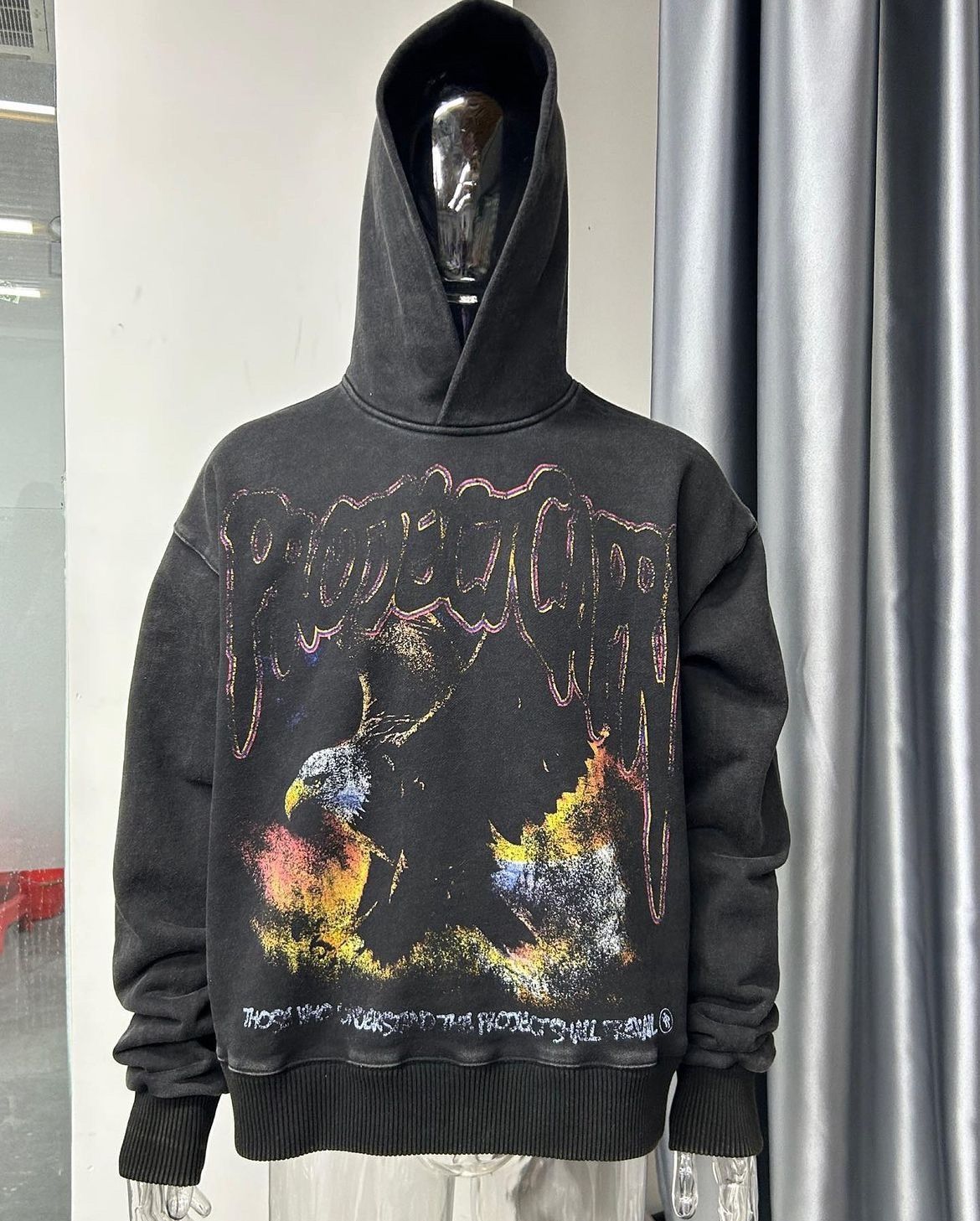image of Project Capri Eagle Hoodie in Black, Men's (Size Small)