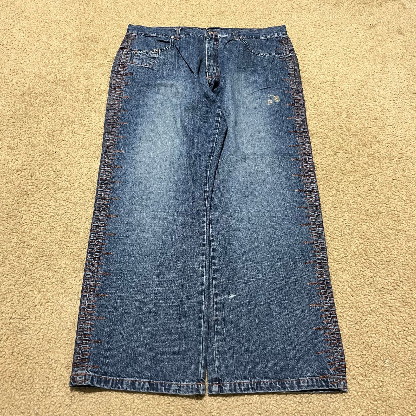 Other Y2K Vibes Gold Label Baggy Skater Embroidered Jeans 40Wx30L Size US 39 - 1 Thumbnail