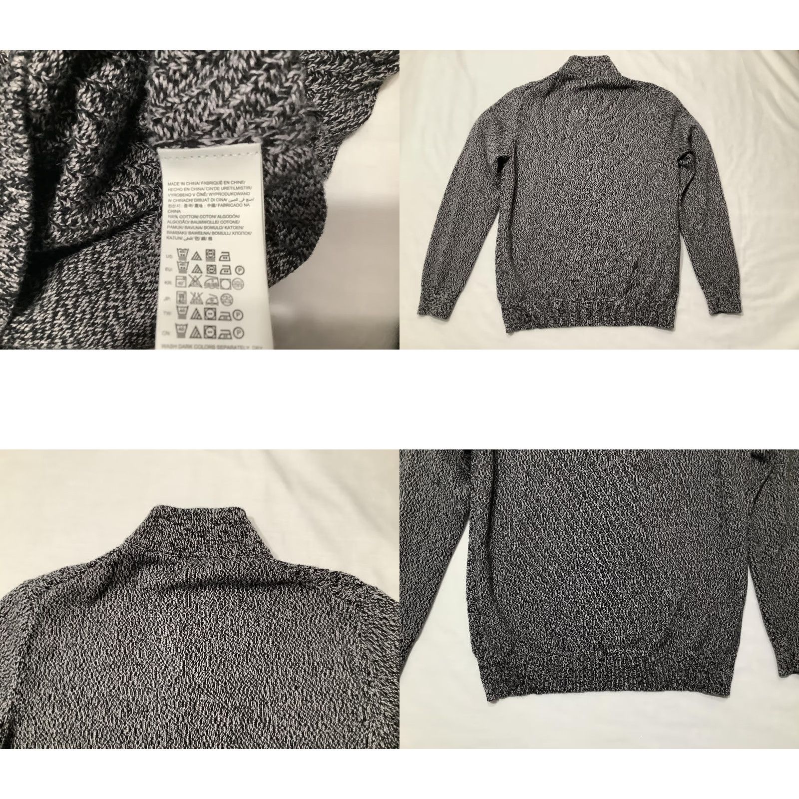 Vintage Calvin Klein Jeans Sweater Mens Medium Gray Herringbone Mock Neck 1/4 Zip Pullover Knit Long Sleeve Casual Size US M / EU 48-50 / 2 - 8 Thumbnail