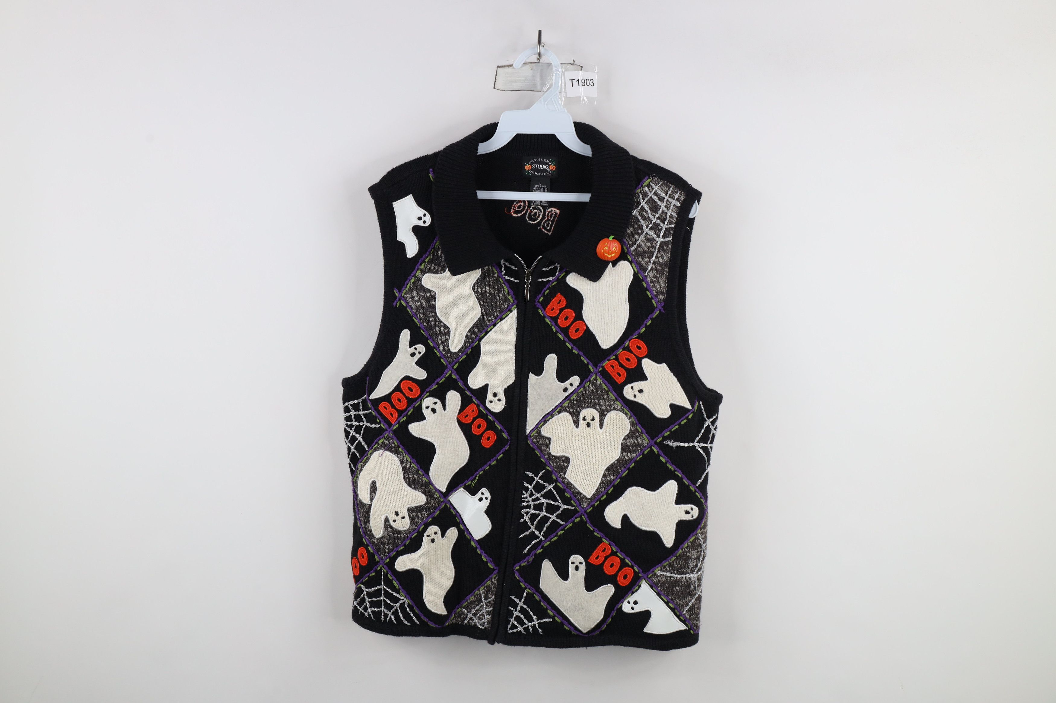 Vintage Vintage 90s Streetwear Ghost Spider Cardigan Sweater Vest Size L / US 10 / IT 46 - 1 Thumbnail