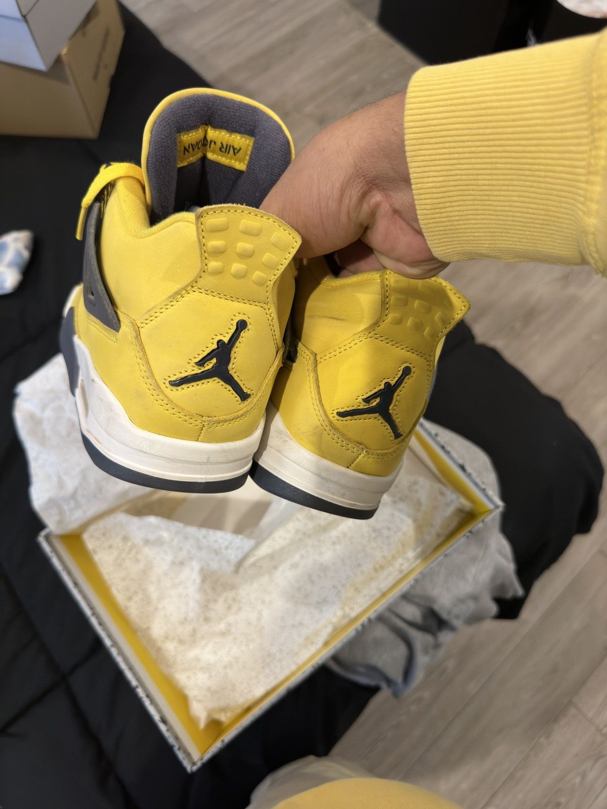 image of Jordan Nike Air Jordan 4 Retro Lightning (2021) Shoes in Yellow, Men's (Size 9)