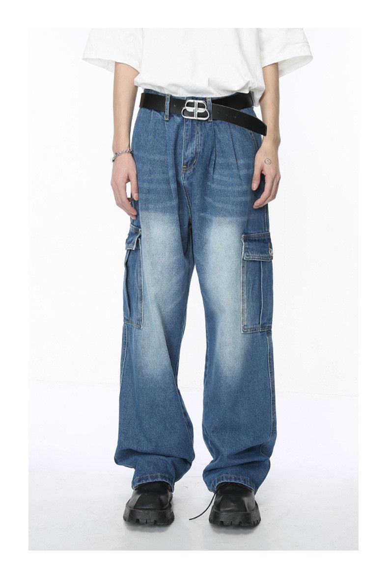 Japanese Brand American retro multi-pocket loose washed jeans for men Size US 32 / EU 48 - 1 Thumbnail