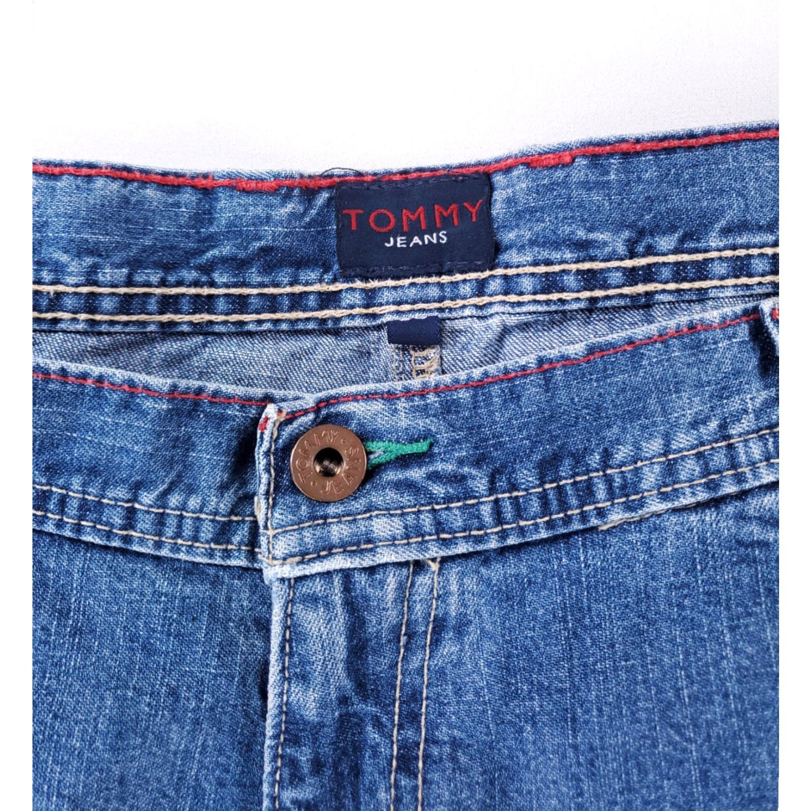 Tommy Hilfiger VINTAGE Tommy Jeans VTG 90s Y2K Carpenter Blue Baggy Jeans 38 Mens 38 x 32 Regular Blue 90s Wide-Leg Mens Size US 38 / EU 54 - 6 Thumbnail