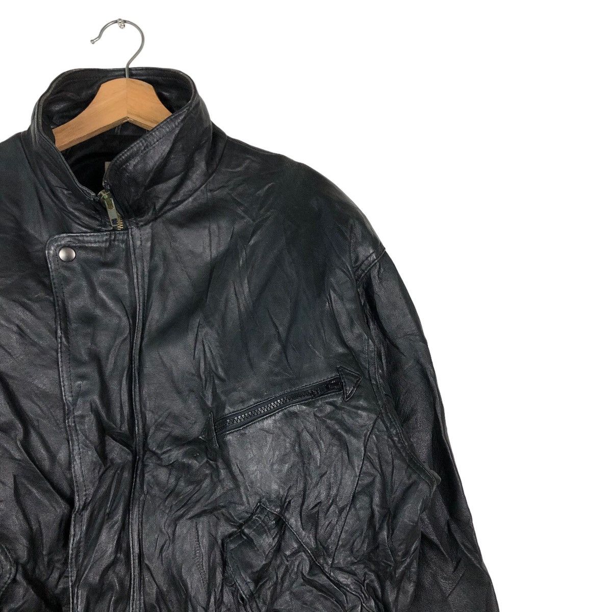 Issey Miyake 🔥Vintage Leather Biker Jacket Double Collar Vicenza Japan Size US M / EU 48-50 / 2 - 6 Thumbnail
