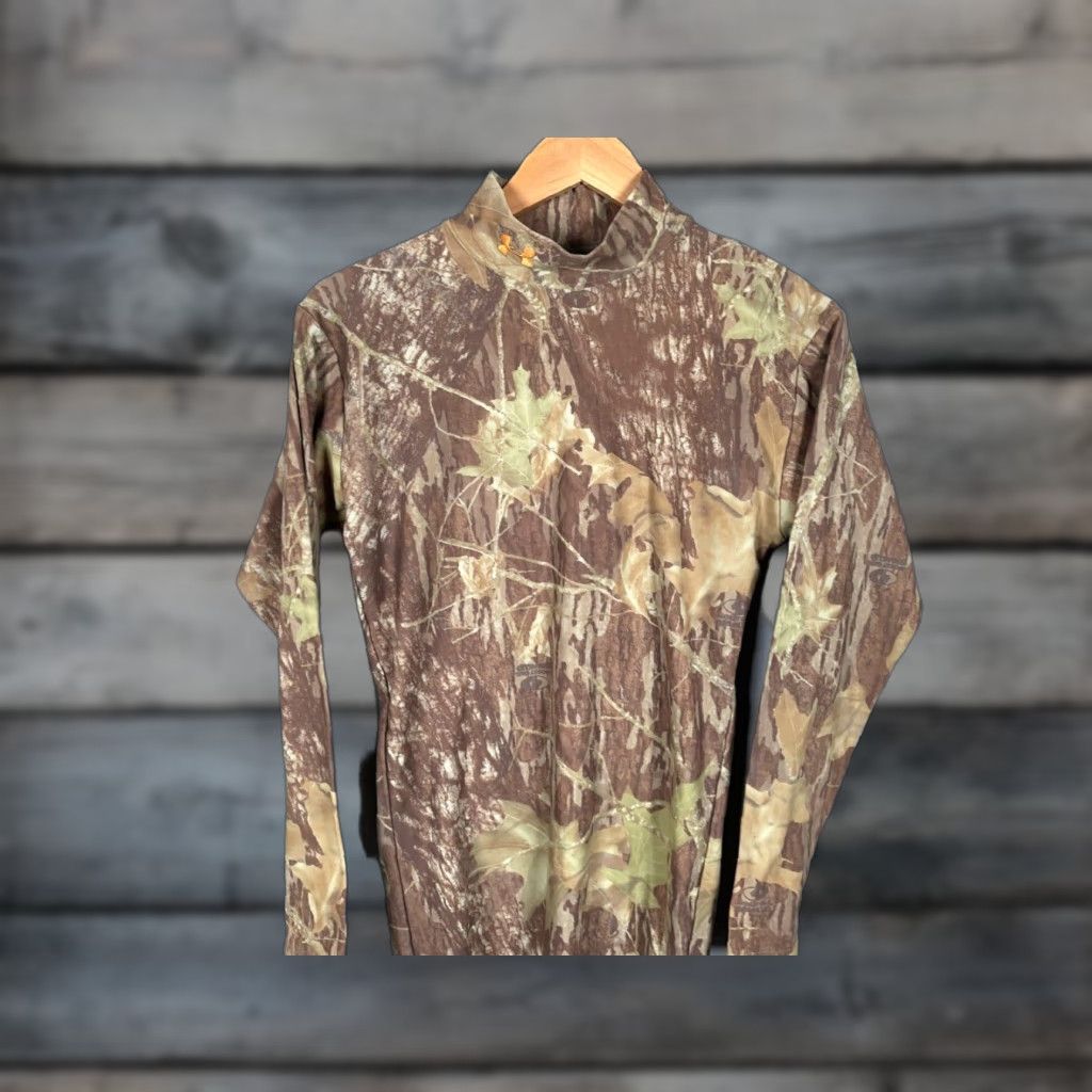 Under Armour Under Armour Shirt Adult Large Mossy Oak Breakup Camouflage Mock Neck Base Layer Pullover Long Sleeve Nylon Polyester Spandex Lightweight Regular Men Size US L / EU 52-54 / 3 - 1 Thumbnail