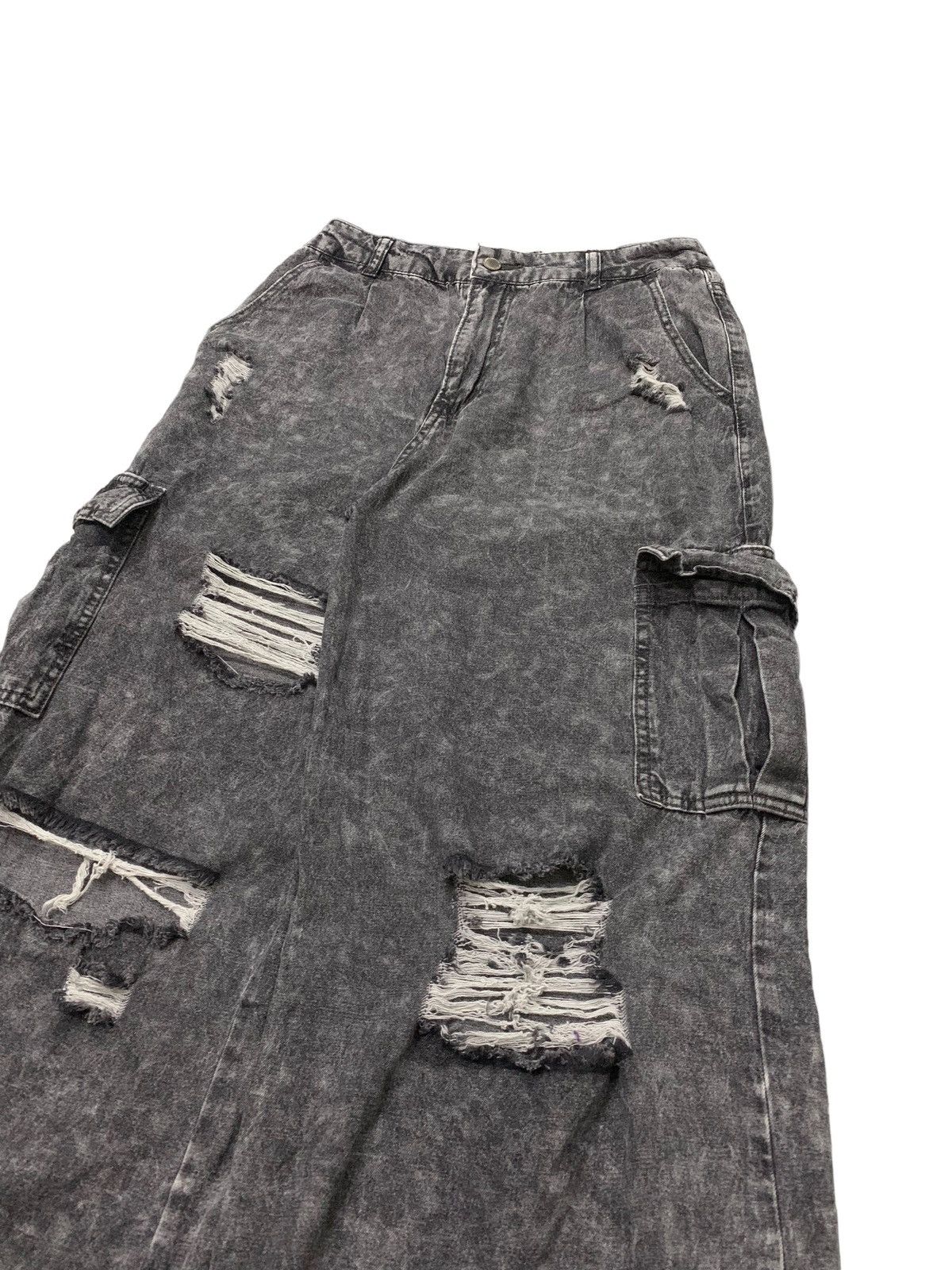 JNCO Works Cargo Baggy Distressed Denim Pants (AD8) Size US 29 - 7 Thumbnail