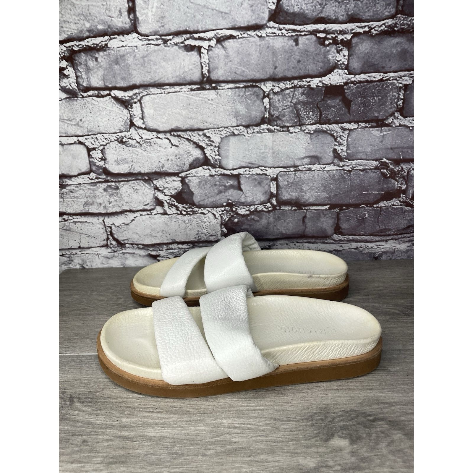 Other Humanoid White Leather Platform Strap Slides Wedge Sandals W Size US 8.5 / IT 38.5 - 21 Thumbnail