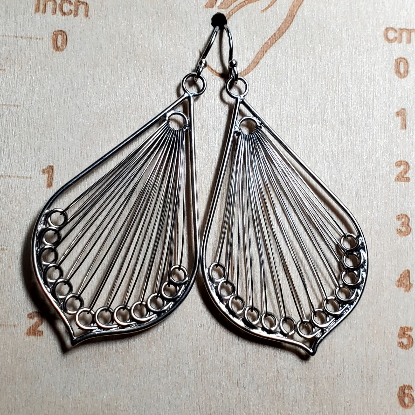Other JCM 925 Sterling Silver Open Wire Work Earrings 2" Drop Size ONE SIZE - 4 Thumbnail