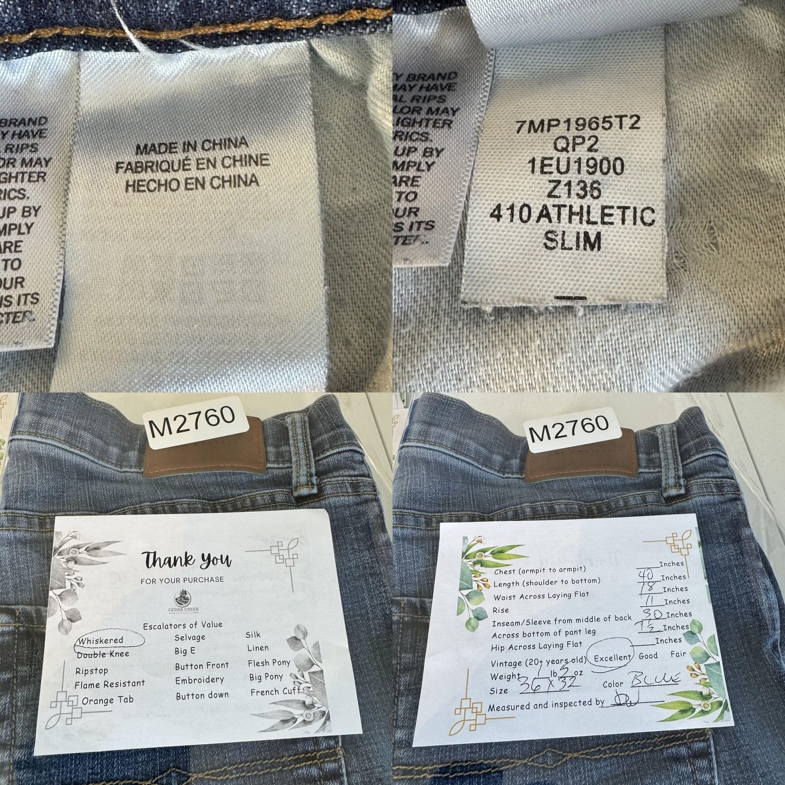 Lucky Brand Lucky Brand 410 Athletic Slim Jeans Mens 36x30 Blue Medium Wash Whiskered Denim Jeans Size US 36 / EU 52 - 8 Thumbnail