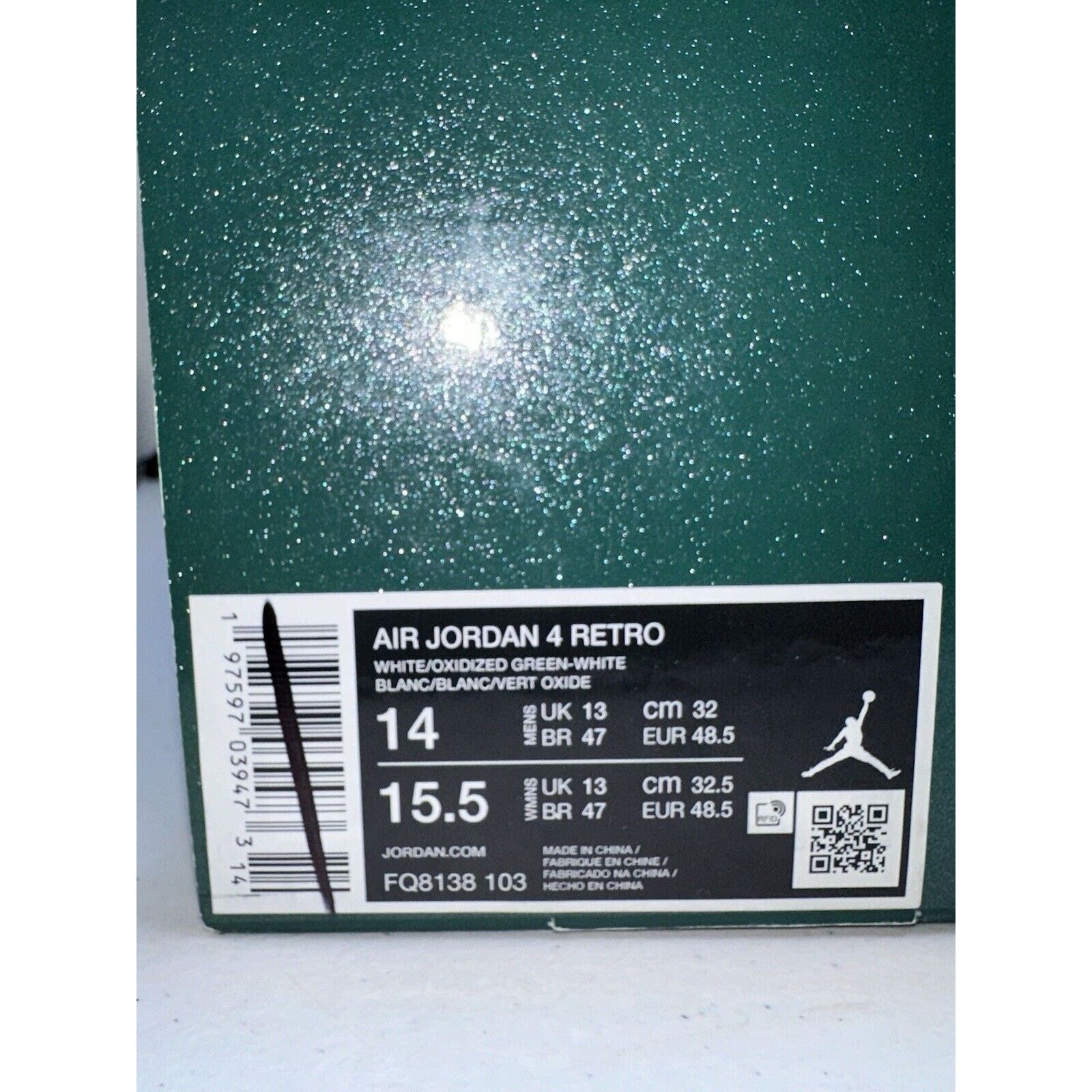 Nike Air Jordan 4 Retro Oxidized Green Men's Size 14 (FQ8138 103) Size US 14 / EU 47 - 7 Thumbnail