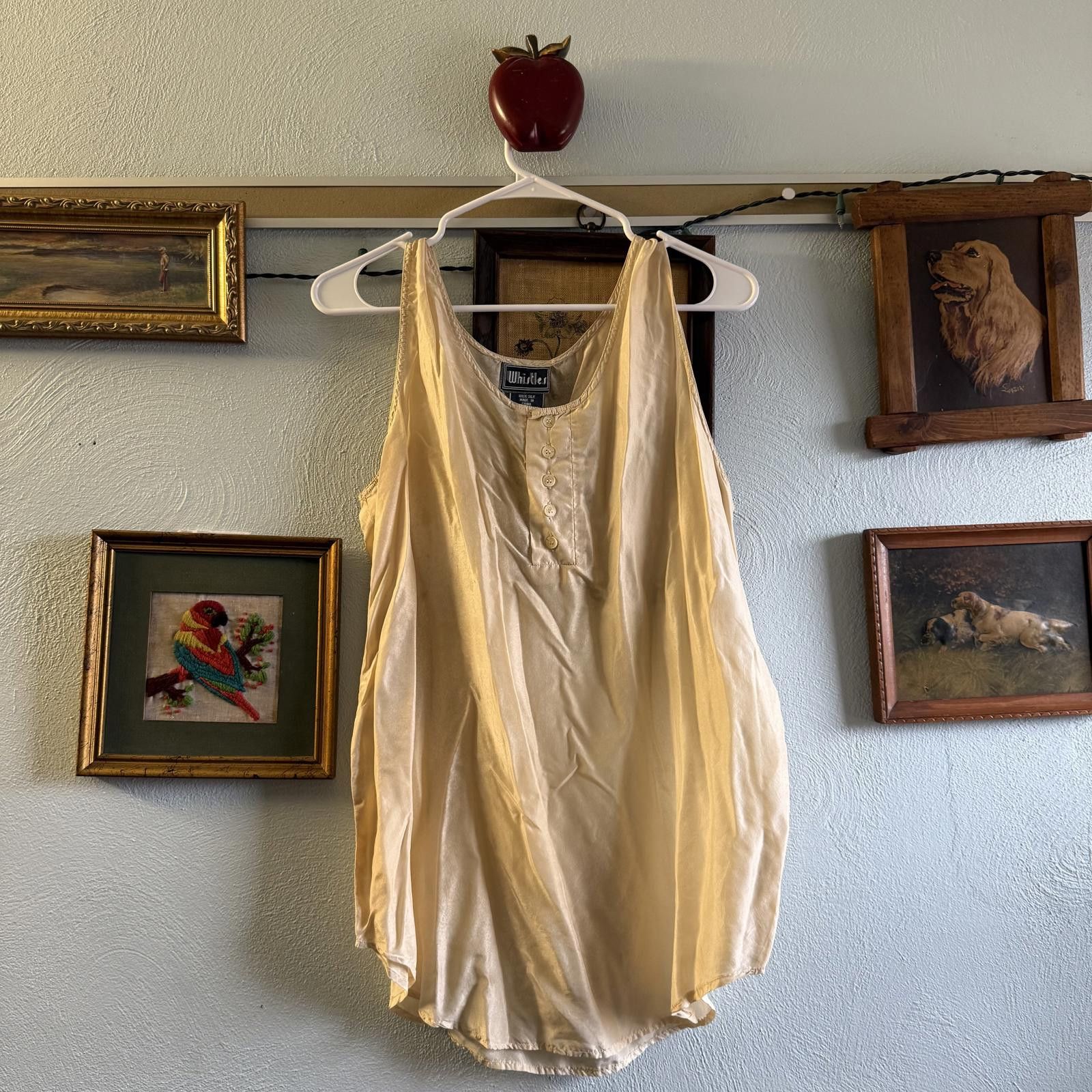 Whistles Vintage Women's Cream Sleep Tank Top 100% Silk Size L / US 10 / IT 46 - 1 Thumbnail