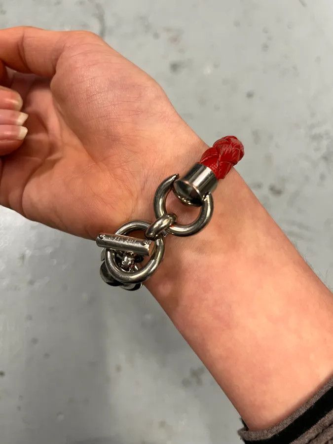 Prada 2000s Prada Red Woven Leather Bracelet Size ONE SIZE - 4 Thumbnail