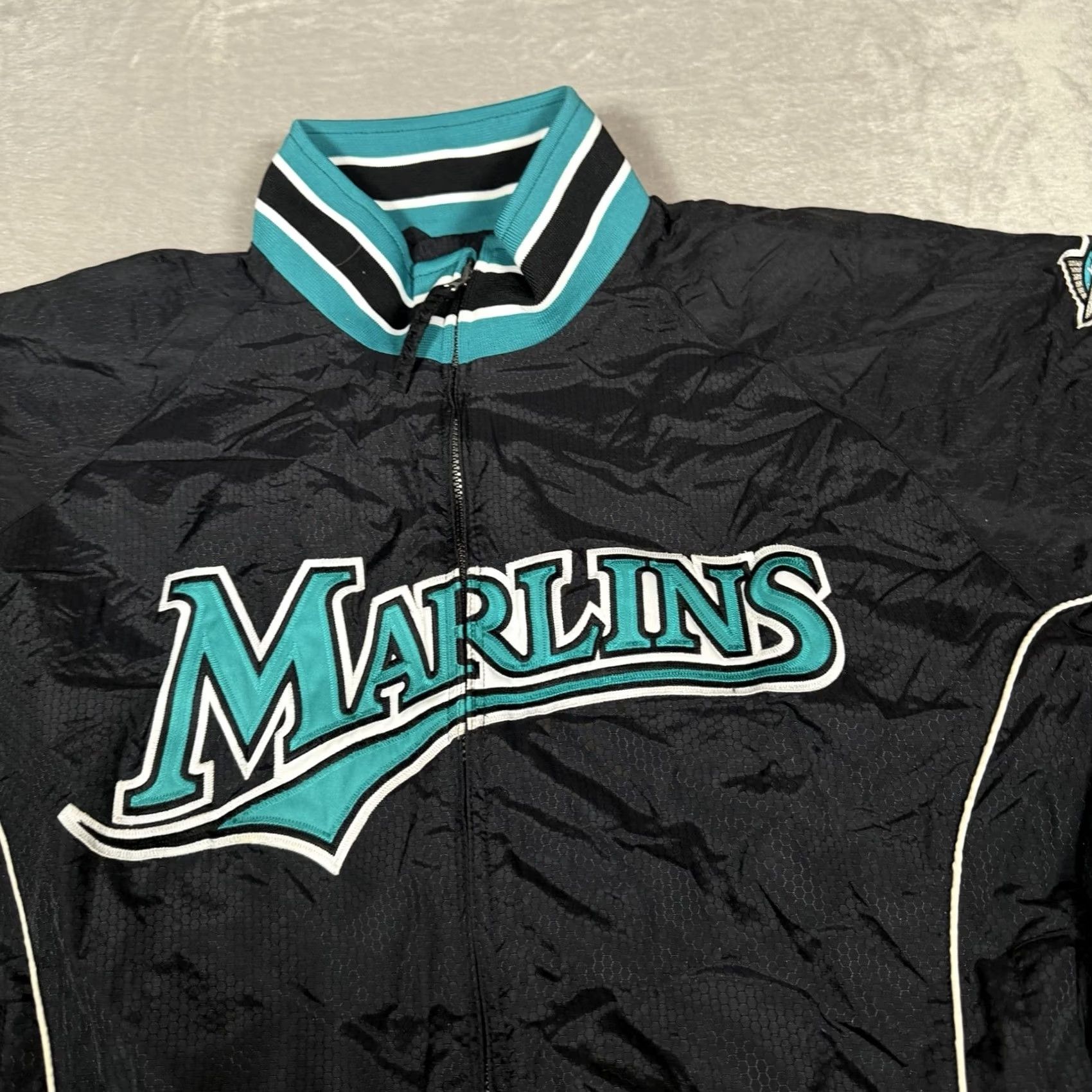 MLB VINTAGE Majestic Florida Marlins Jacket Bomber Mens XXL Black MLB Full Zip Size US XXL / EU 58 / 5 - 5 Thumbnail