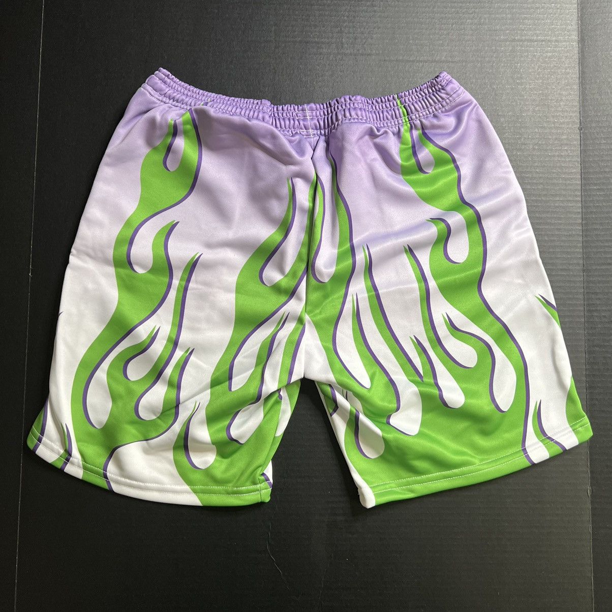 Gnarcotic × Half Evil × Ransom Clothing Gnarcotic Racing Green Flame Purple Shorts - Purple/Green MD Size US 32 / EU 48 - 2 Thumbnail