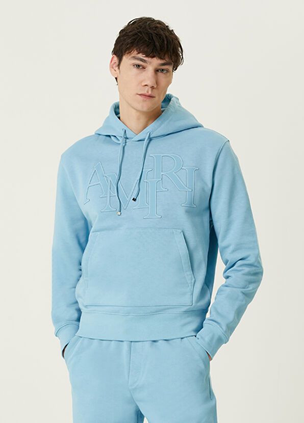 Amiri o1y0525 Logo Hoodie in Sky Blue Size US XL / EU 56 / 4 - 1 Thumbnail