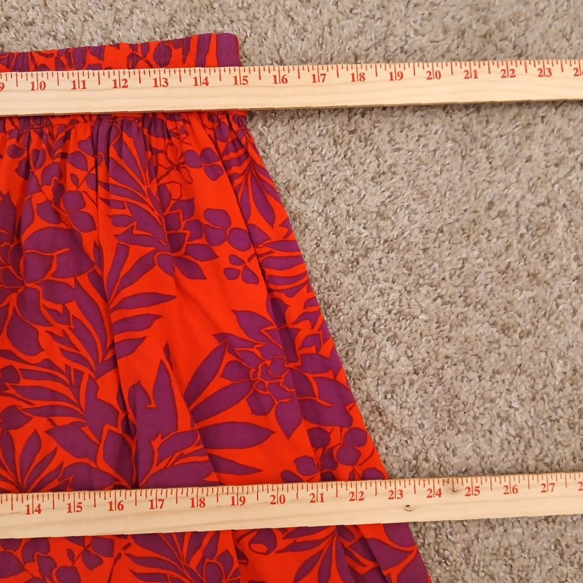 Old Navy Old Navy Skirt Womens S Red Midi A-Line Pleated Floral Rayon Drawstring Reset: Hand Wash Only Size 28" / US 6 / IT 42 - 3 Thumbnail