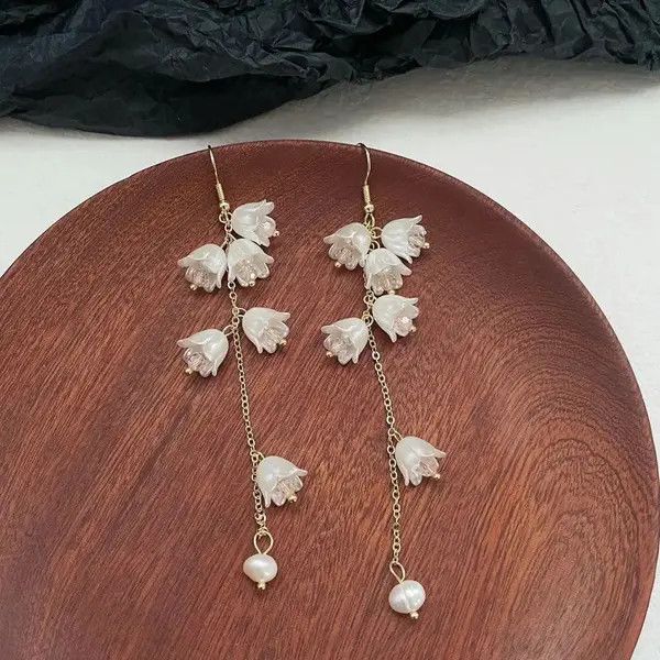 Designer × Jewelry × Vintage Elegant Flower Long Dangle Drop Earrings for Women Size ONE SIZE - 2 Thumbnail