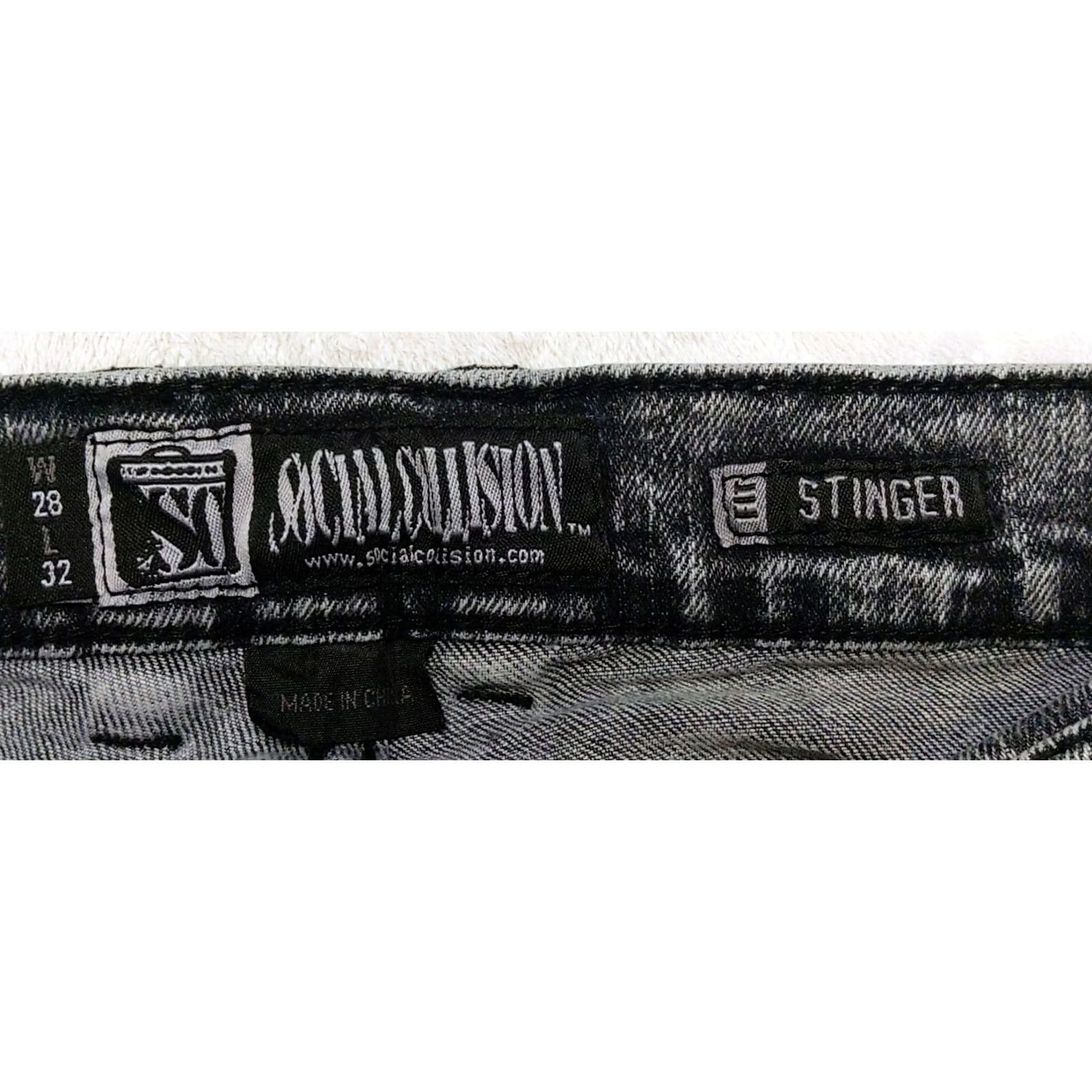 Vintage Social Collision Jeans Skinny 28x32 Black Denim 5-Pocket Zipper Grunge Modern Indie EMO Y2K Womens Size 28" / US 6 / IT 42 - 5 Thumbnail