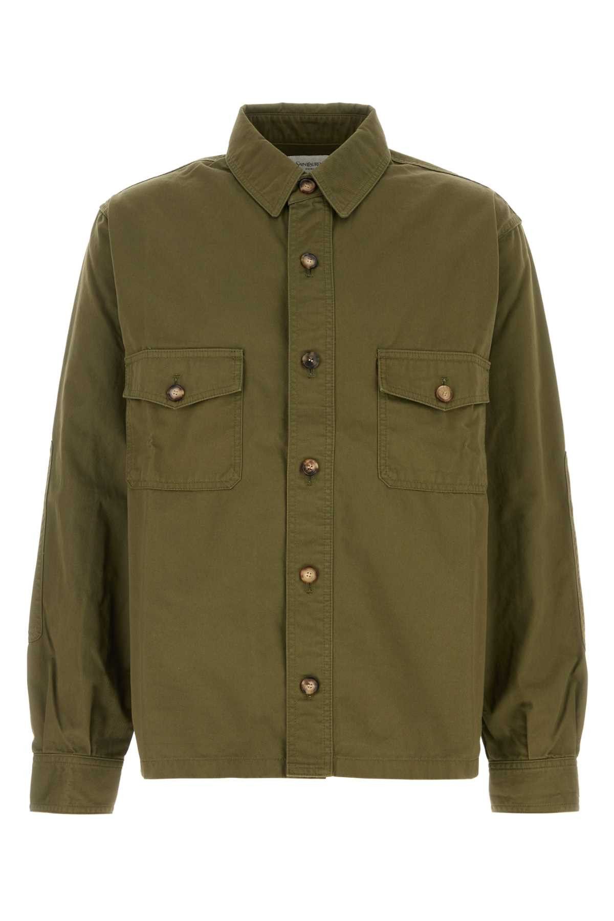 Saint Laurent Paris Army Green Twill Shirt Size US M / EU 48-50 / 2 - 1 Thumbnail