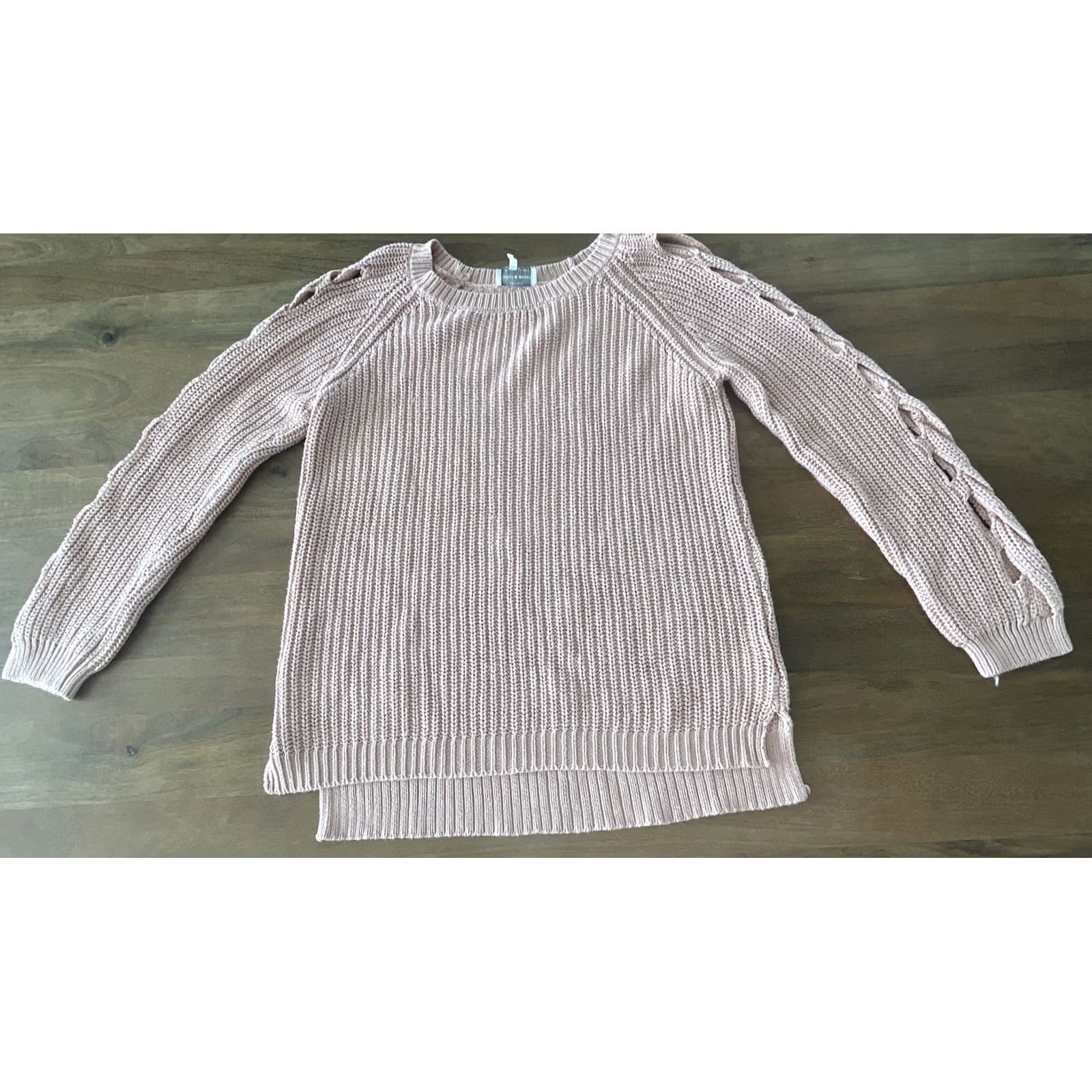Lucky Brand LUCKY BRAND Women's Pink Cable-Knit Sweater Top Size S Sleeves Patterned Knit Pullover Bohemian Winter Fall Spring Workwear Casual Womens Size S / US 4 / IT 40 - 2 Thumbnail