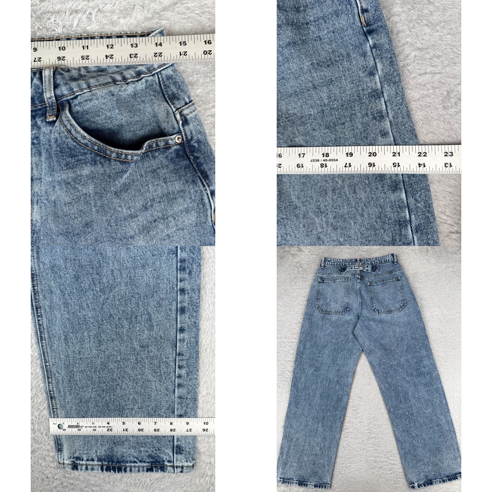 Shein SheIn Jeans Women 29x29 Blue Denim Wide-Leg High Rise 5-Pocket Button Zip Cotton Blend Retro 90s Womens Size 29" - 9 Thumbnail