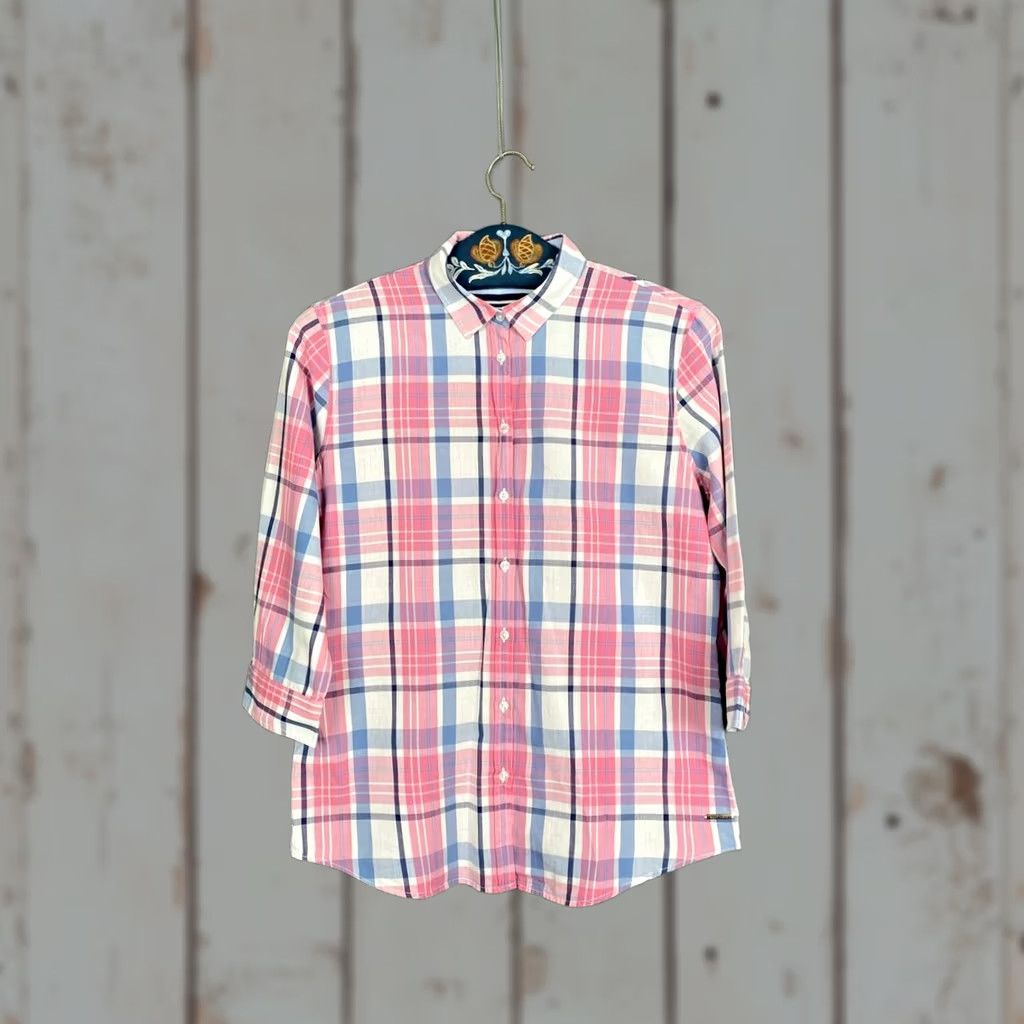Saint James Saint James Top Womens Size 10 Pink Plaid Long Sleeve Breathable Button Up Size L / US 10 / IT 46 - 1 Thumbnail