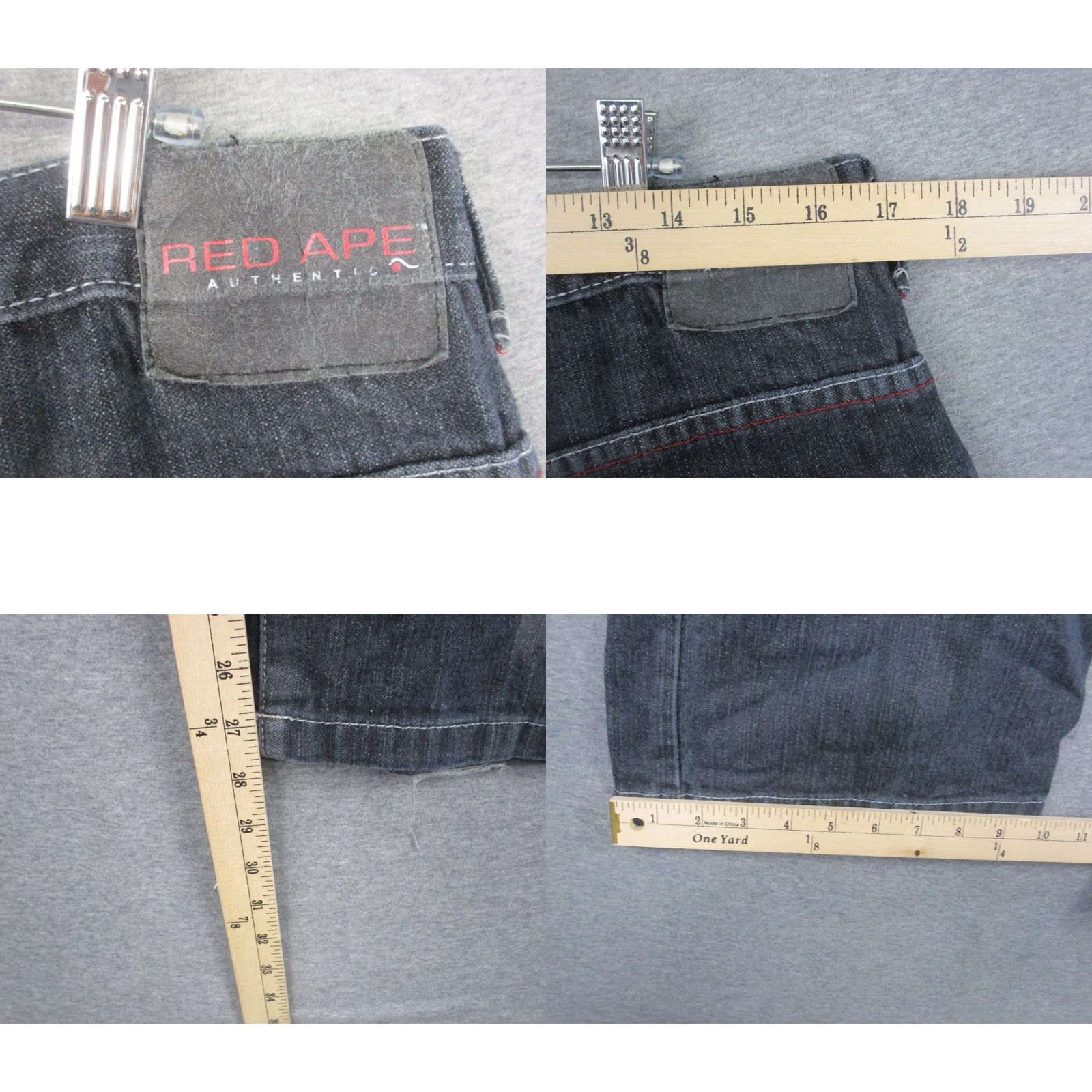 Vintage VINTAGE Red Ape Baggy Jeans 36 Dark Grey Embroidered 90s Grunge Hip Hop RARE Mens Jeans Size US 36 / EU 52 - 8 Thumbnail