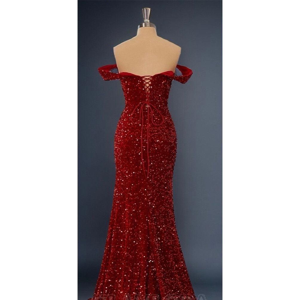 Other Timeless Sheath/Column Off-the-Shoulder Sweep Train Velvet S Size XS / US 0-2 / IT 36-38 - 13 Thumbnail