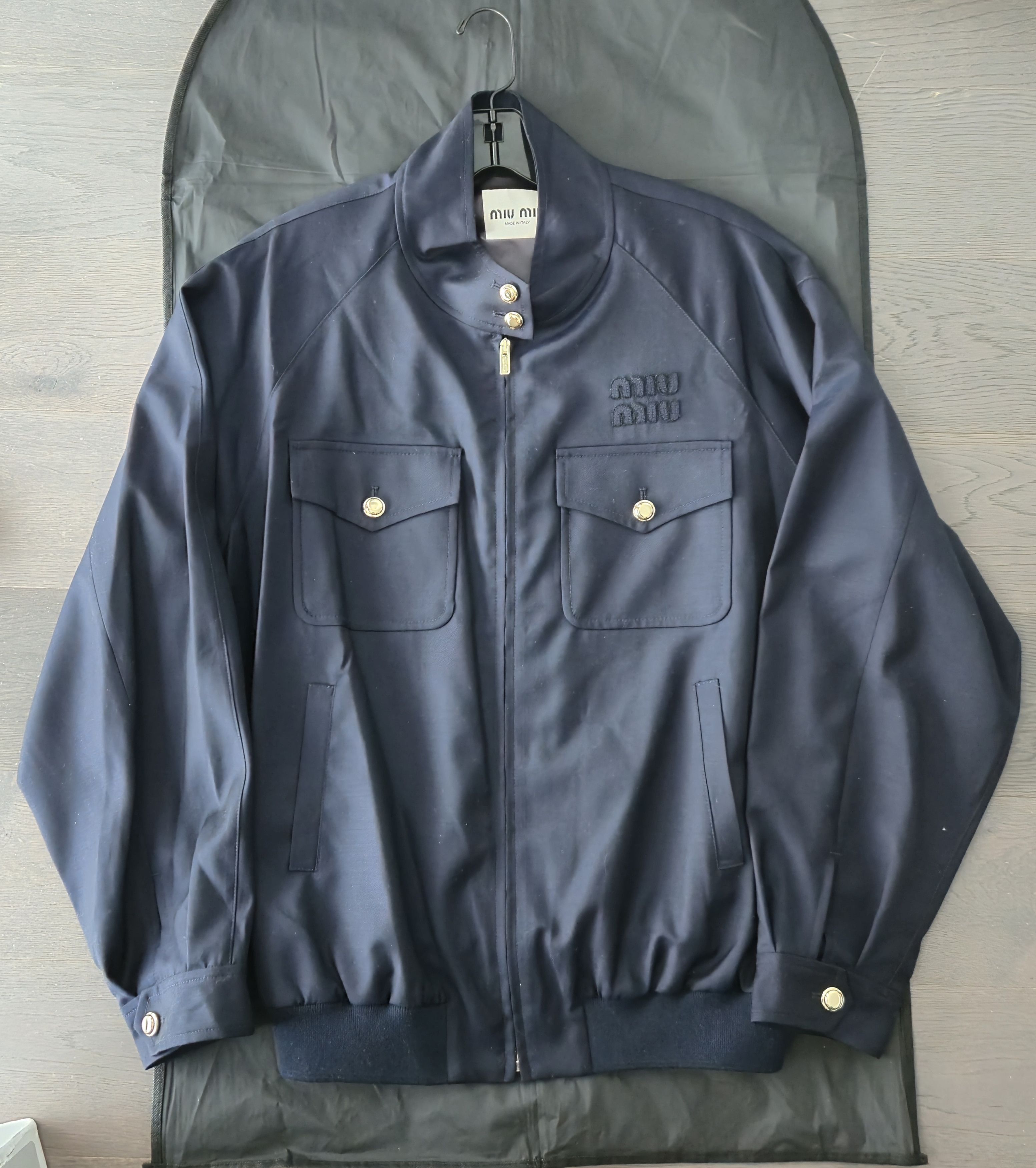 Miu Miu Miu Miu Blue Wool Blouson - Size 38 Size XS / US 0-2 / IT 36-38 - 1 Thumbnail