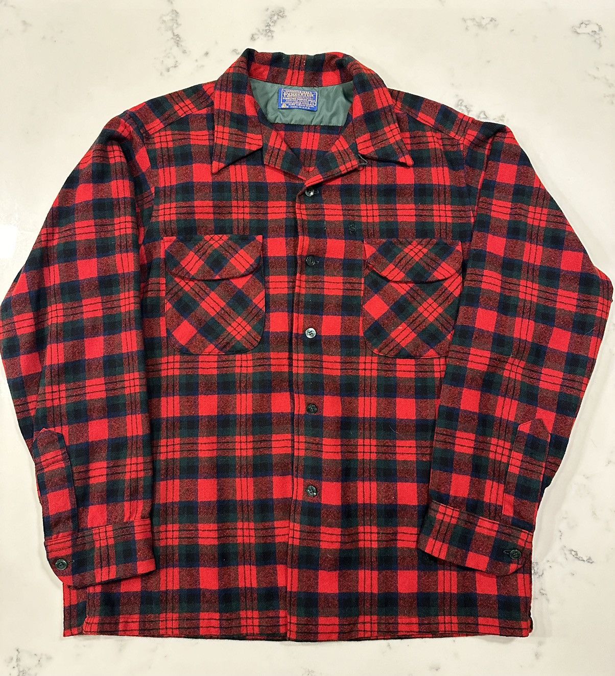 Pendleton × Vintage Vintage 1960s/70s Pendleton Button Up Fleece Red Size Large Size US L / EU 52-54 / 3 - 1 Thumbnail