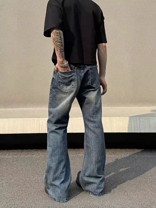 Japanese Brand × Jean Vintage ripped straight high street micro flare jeans Size US 33 - 3 Thumbnail
