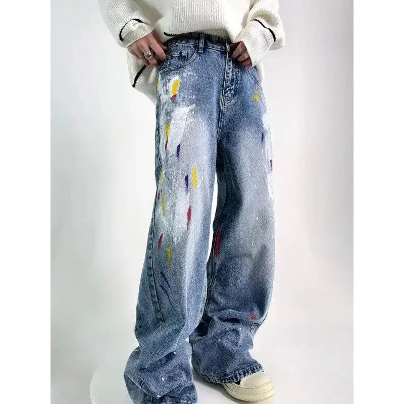 Japanese Brand Retro loose wide leg graffiti jeans Size US 32 / EU 48 - 1 Thumbnail