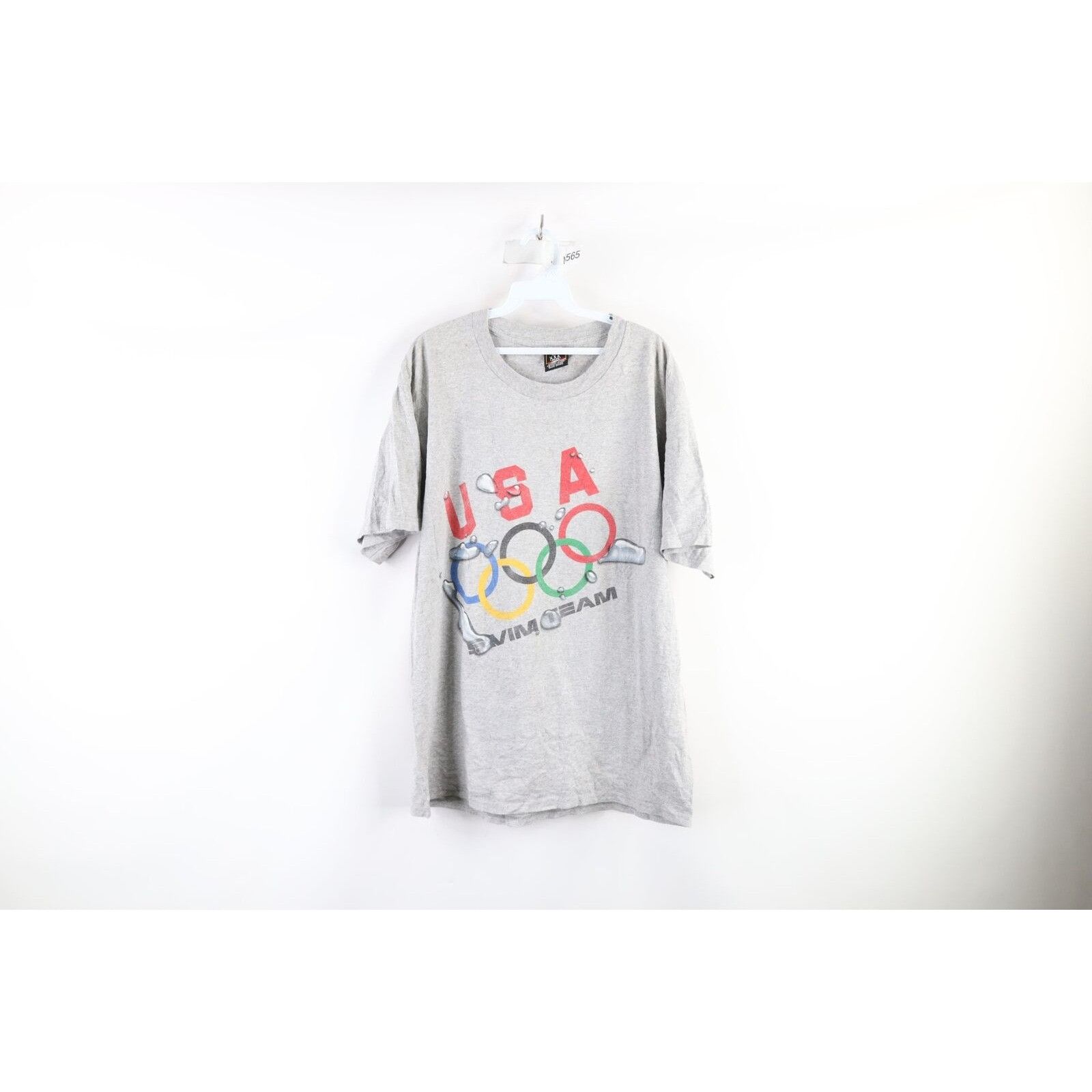 Vintage Vintage 90s Spell Out USA Olympics Swim Team T-Shirt Size US L / EU 52-54 / 3 - 1 Thumbnail