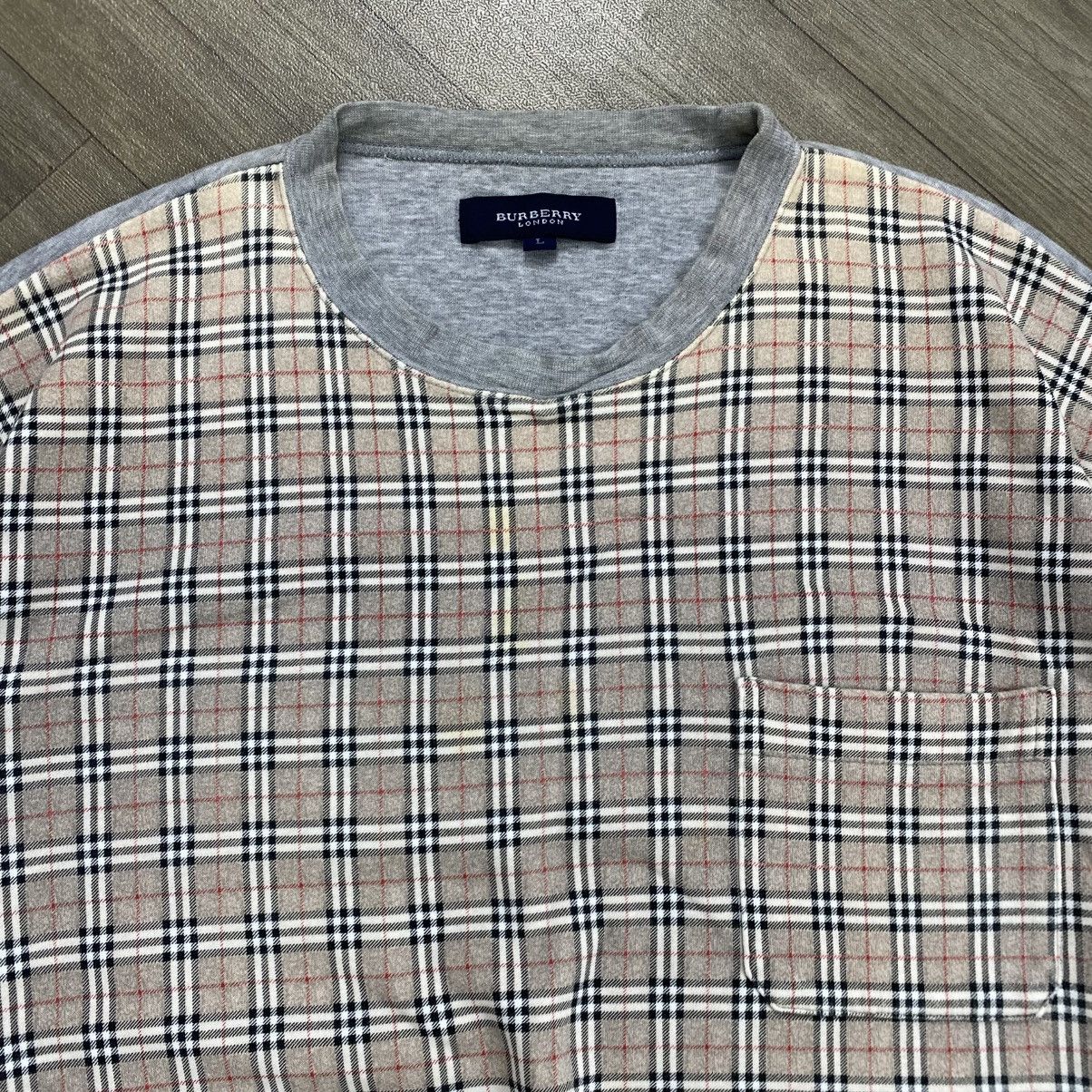 Burberry 1990s Vintage Burberrys London Nova Check Grey Long Sleeve Size US L / EU 52-54 / 3 - 3 Thumbnail