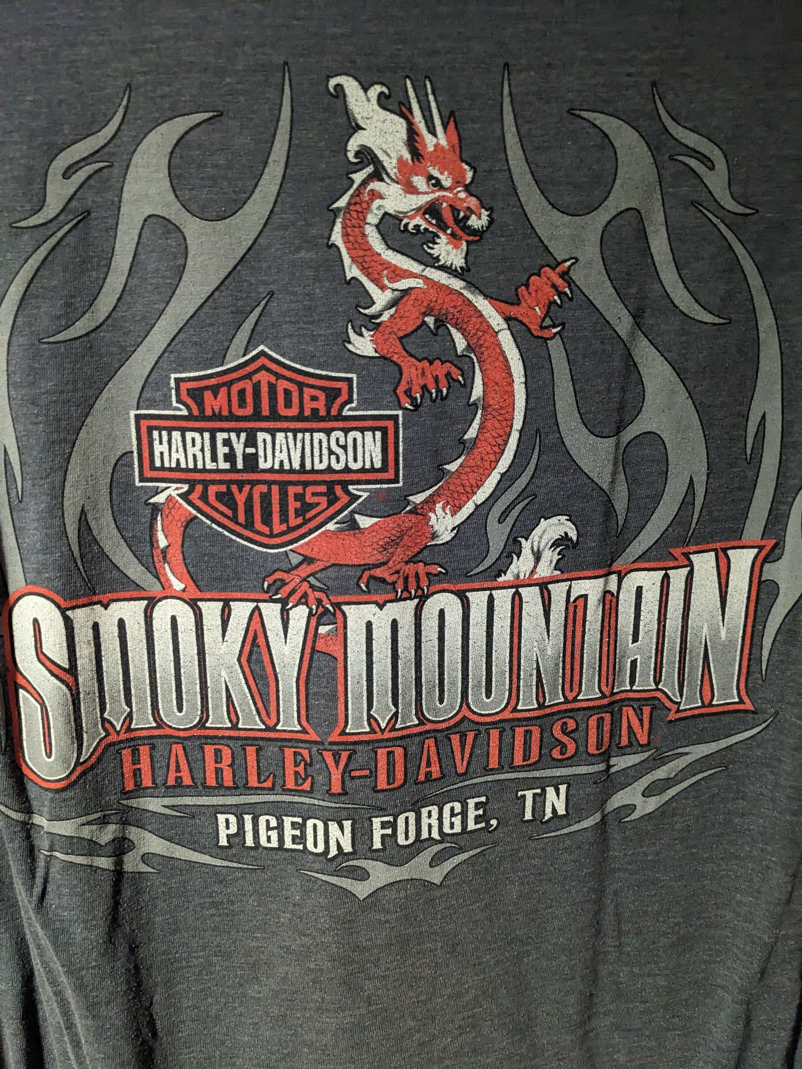Harley Davidson × Vintage Vintage 2011 Harley Davidson Motorcycle Dragon Smoky T-Shirt Size US XXL / EU 58 / 5 - 7 Thumbnail