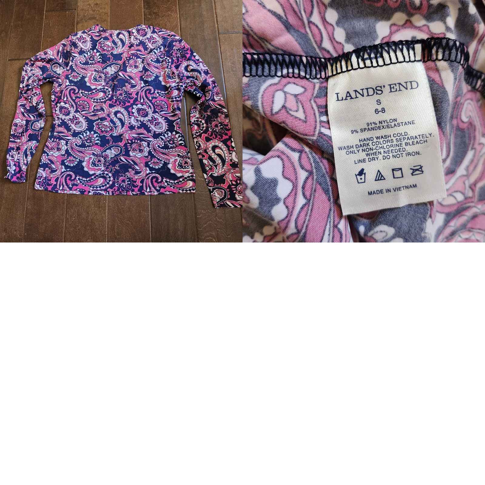 Lands' End Lands' End Blouse Paisley Long Sleeve - Junior S Womens Shirts Multicolor Nylon Spandex Pullover Casual Travel 90s? Size S / US 4 / IT 40 - 10 Thumbnail