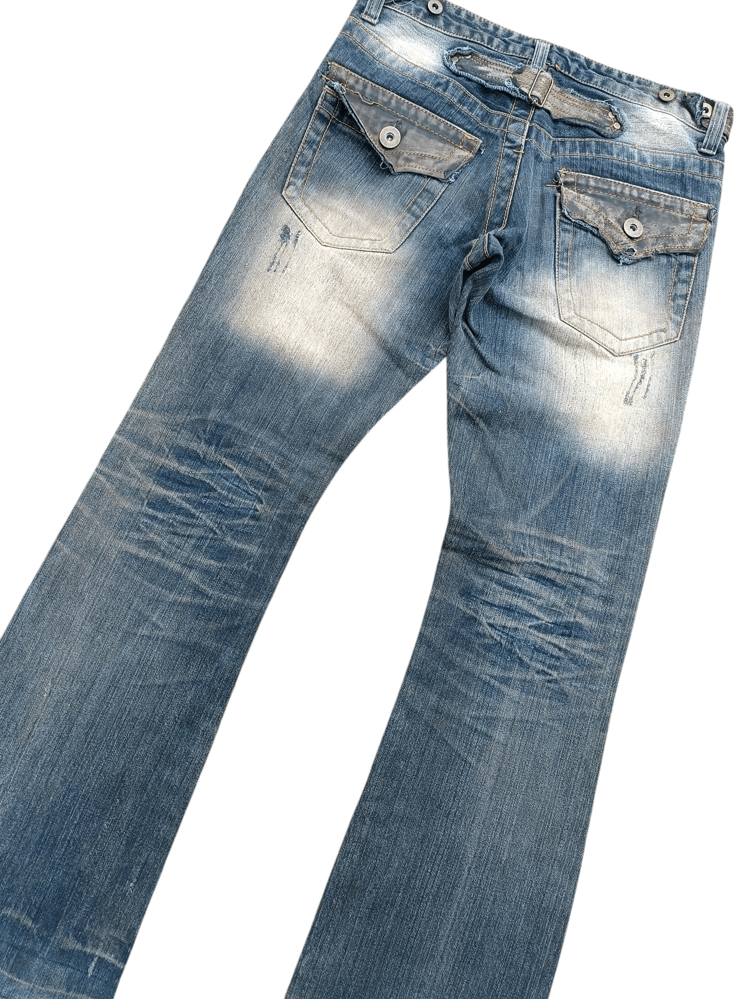 Japanese Brand FLARED🔥Japanese Brand LIMITED Distressed Buckle Back Denim Size US 32 / EU 48 - 19 Thumbnail