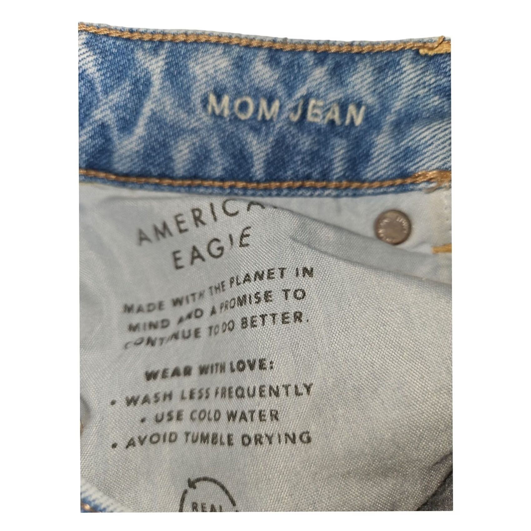 American Eagle Outfitters VINTAGE American Eagle Mom Jeans Women's 2 Denim Tapered Stone Wash Casual Preppy Size 26" / US 2 / IT 38 - 3 Thumbnail