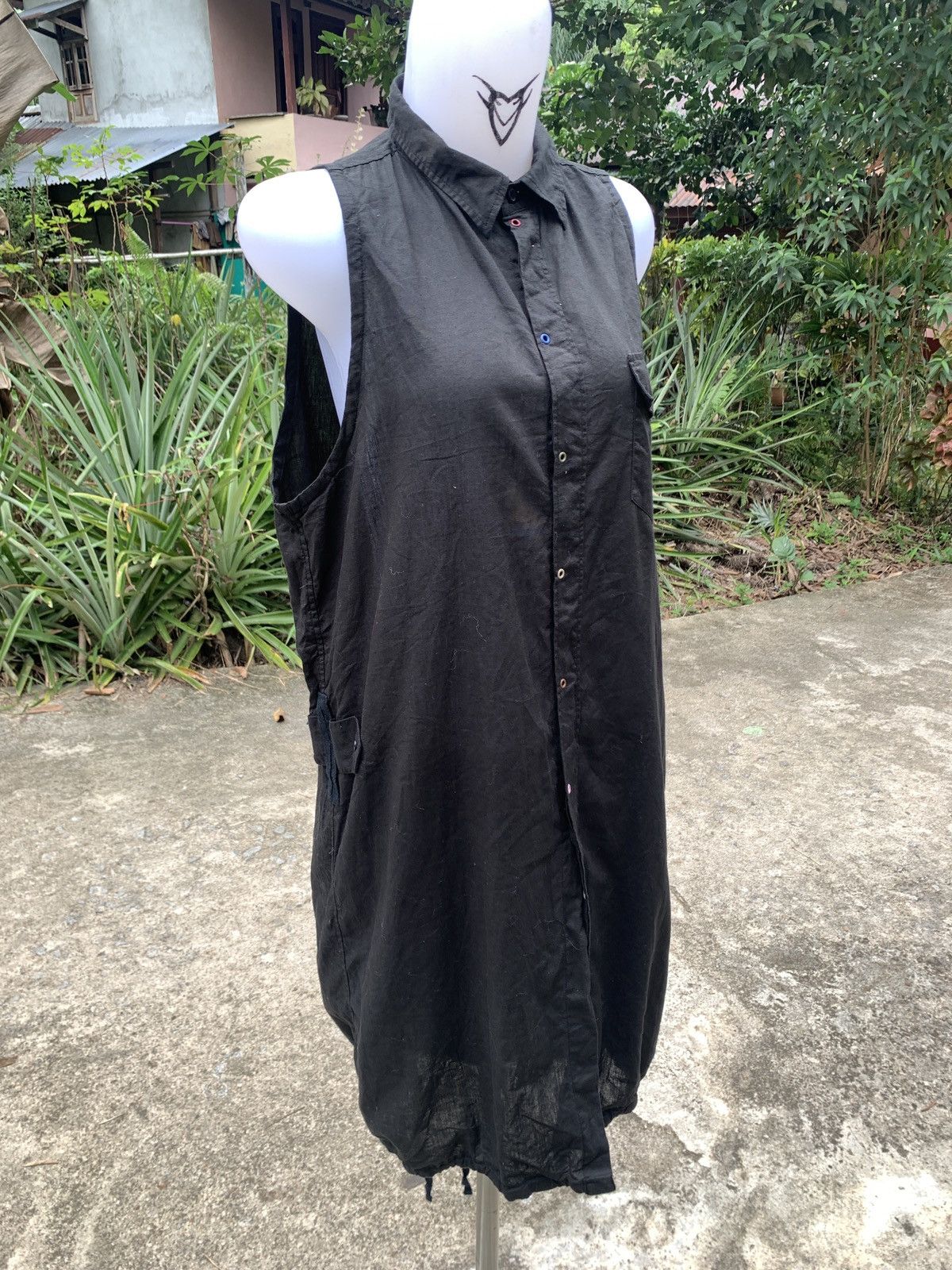 Japanese Brand 2000s PPFM Japan Black Military Fishtail Sleeveless Dress Size M / US 6-8 / IT 42-44 - 3 Thumbnail