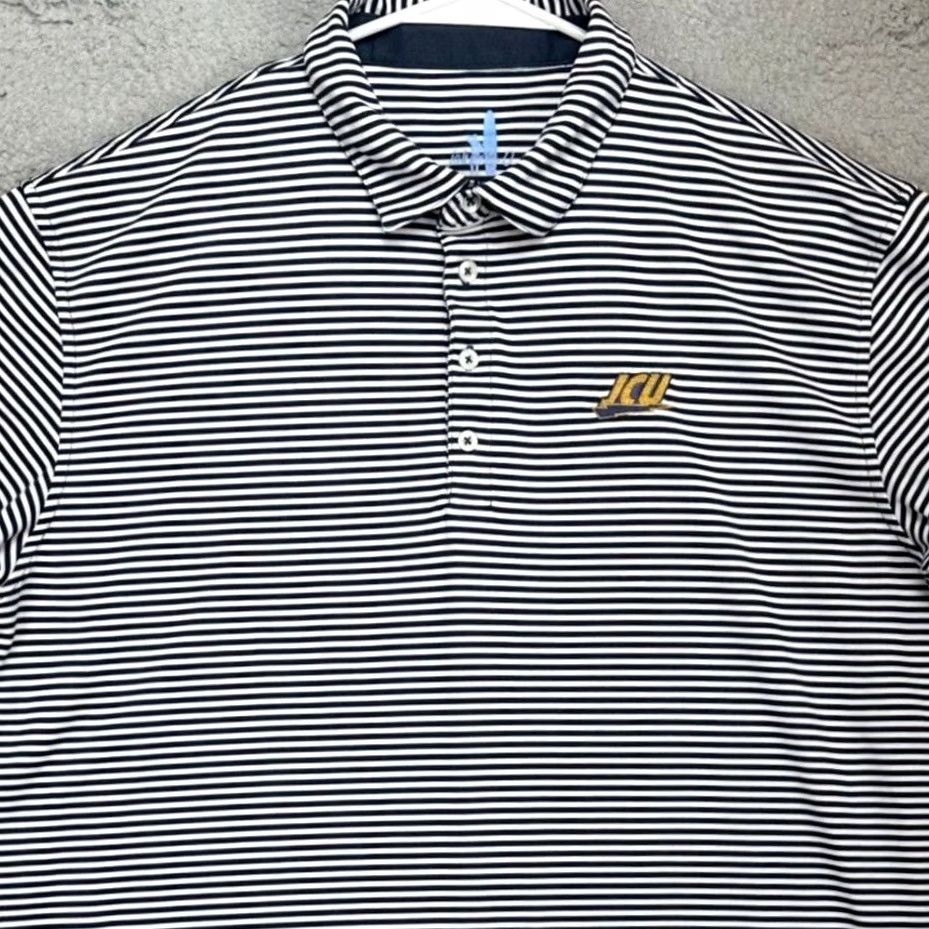 johnnie-O Johnnie-O Polo Shirt Adult Large Navy White Stripe Short Sleeve Mens Regular Fit Golf Rugby Prep-formance Size US L / EU 52-54 / 3 - 2 Thumbnail