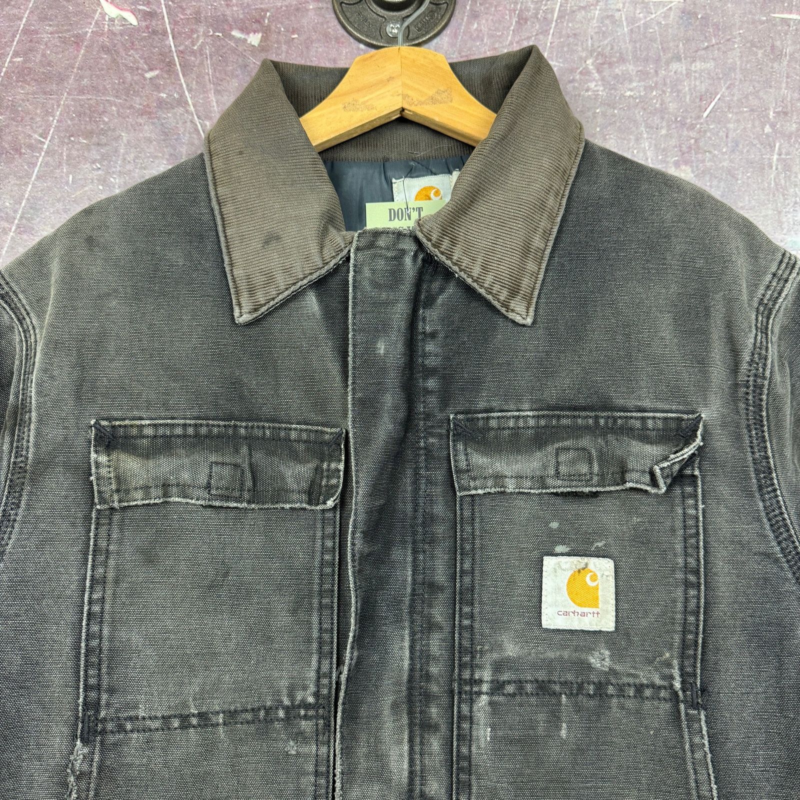 Carhartt × Vintage 90s Faded Black Thrashed Carhartt Arctic Work Jacket L 2321 Size US L / EU 52-54 / 3 - 3 Thumbnail