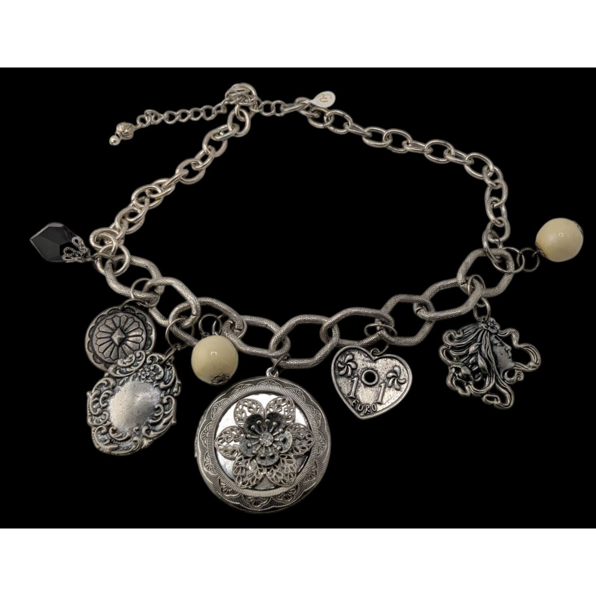 Handmade Vintage Victorian Style Gothic Charm Necklace W/ Locket Bead Size ONE SIZE - 4 Thumbnail